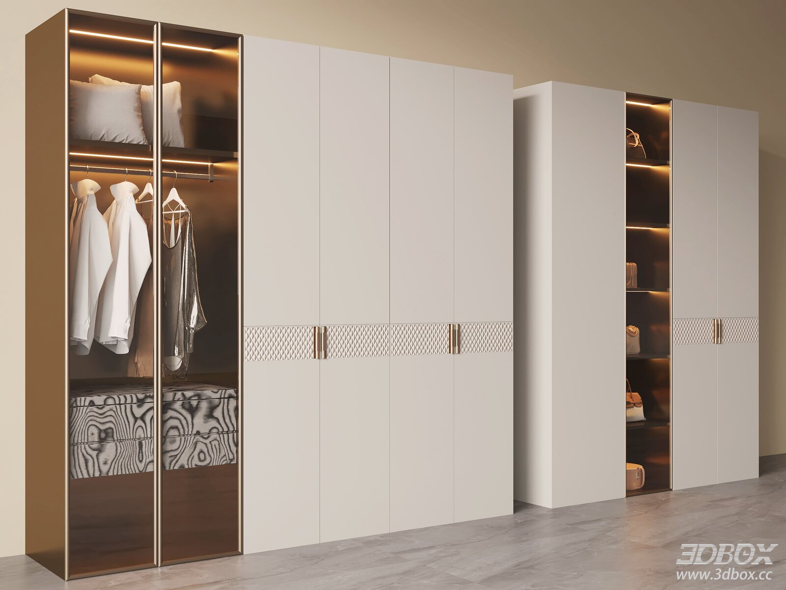 Modern Luxury Italian Style Wardrobe with LED Lighting