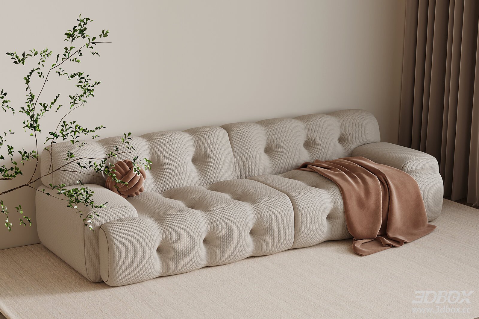 Modern Tufted Fabric Sofa Set Minimalist Living Room Furniture