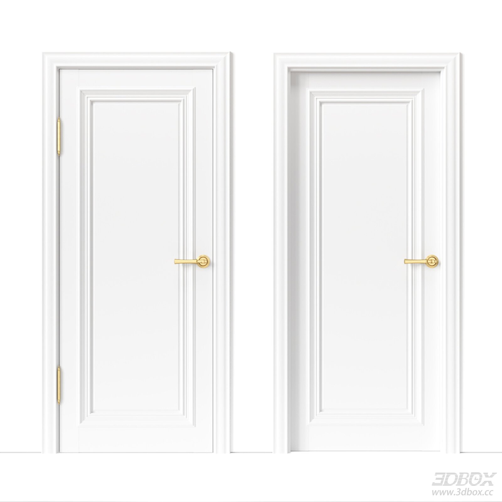 White Classic Interior Door with Gold Handle