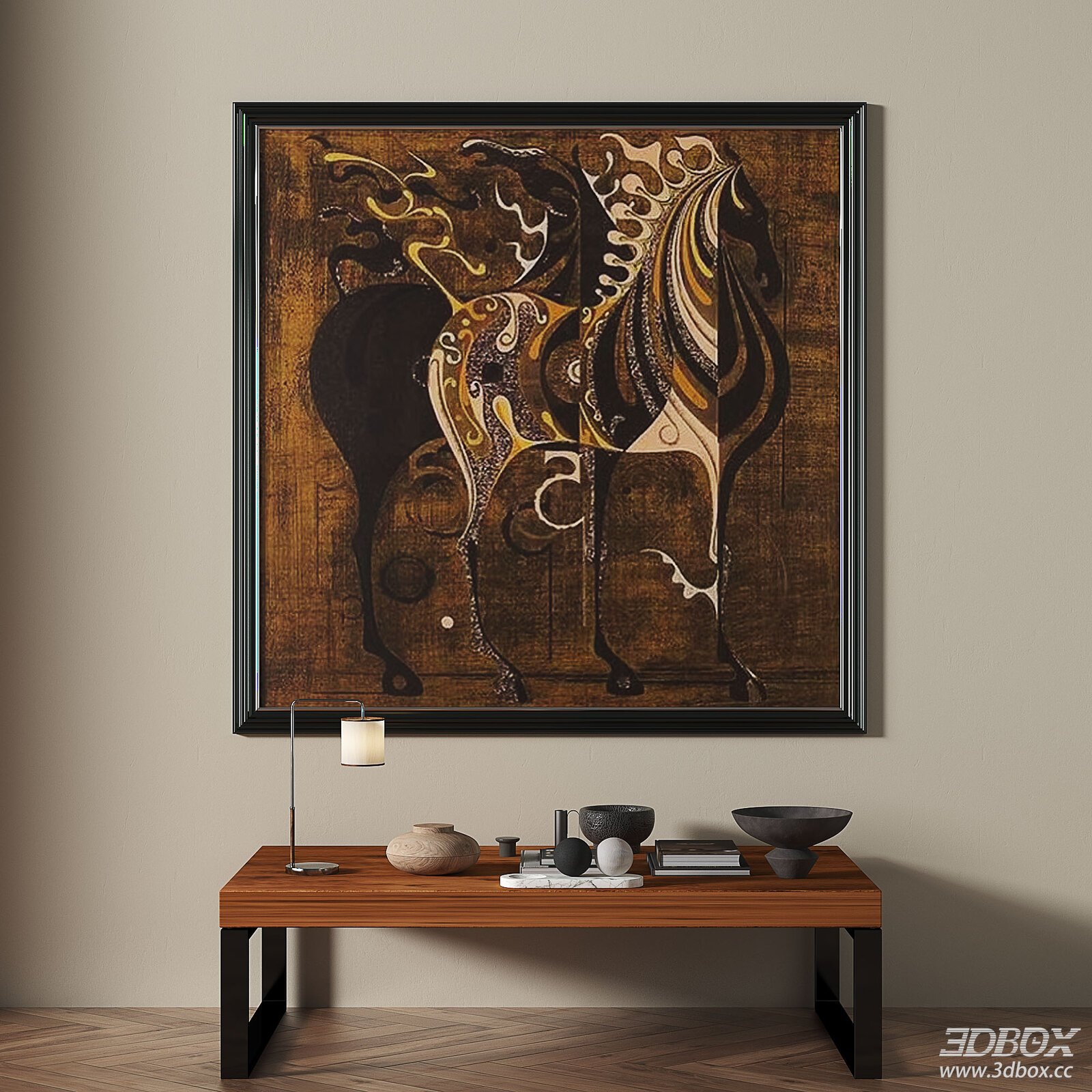 Vintage French Style Abstract Horse Decorative Painting Frame
