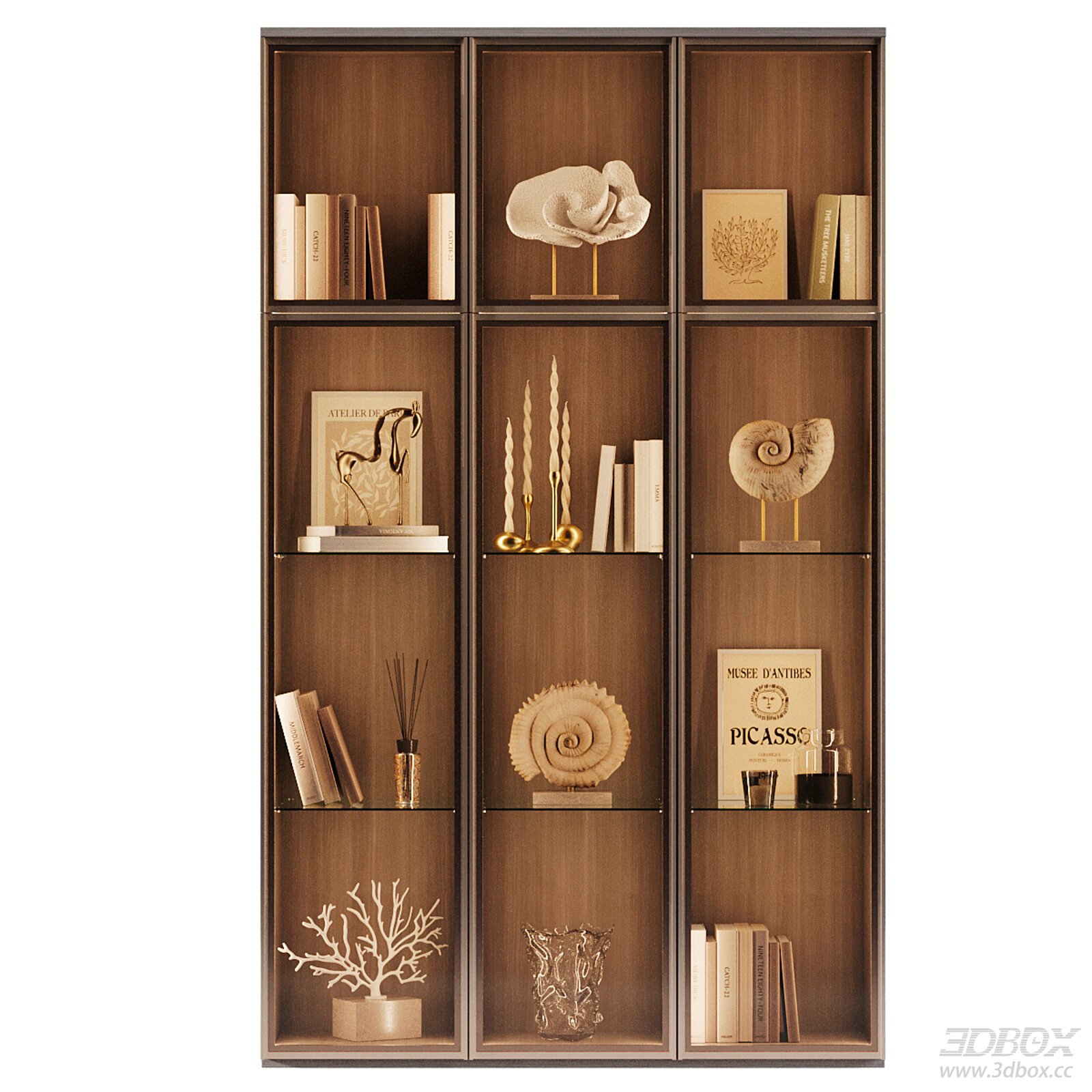 Modern Luxury Wooden Display Bookshelf with Decor
