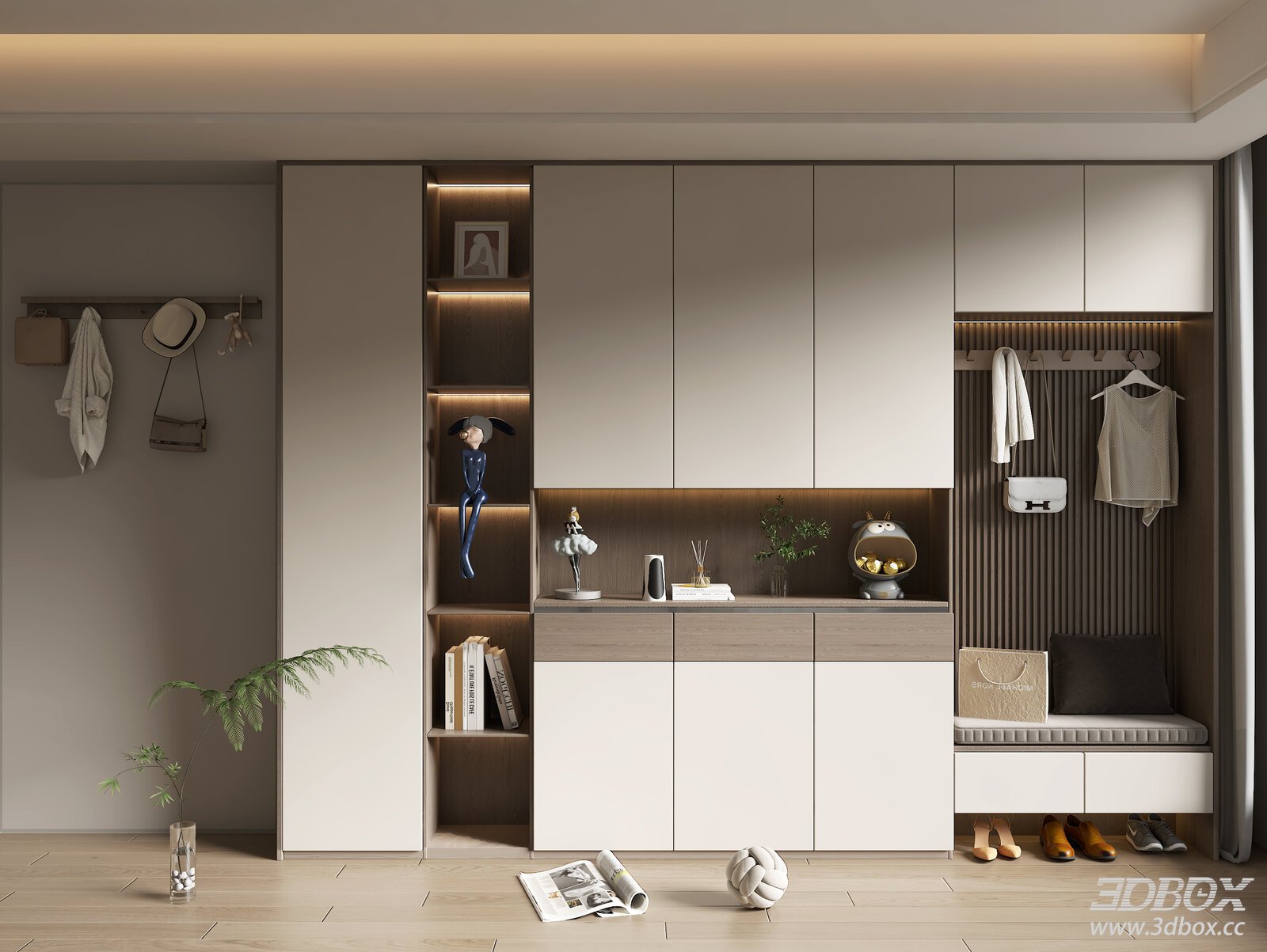 Modern Hallway Entry Shoe Cabinet Storage Unit