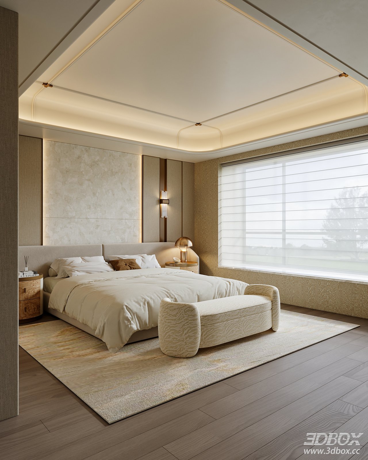 Modern Luxury Master Bedroom Interior Scene