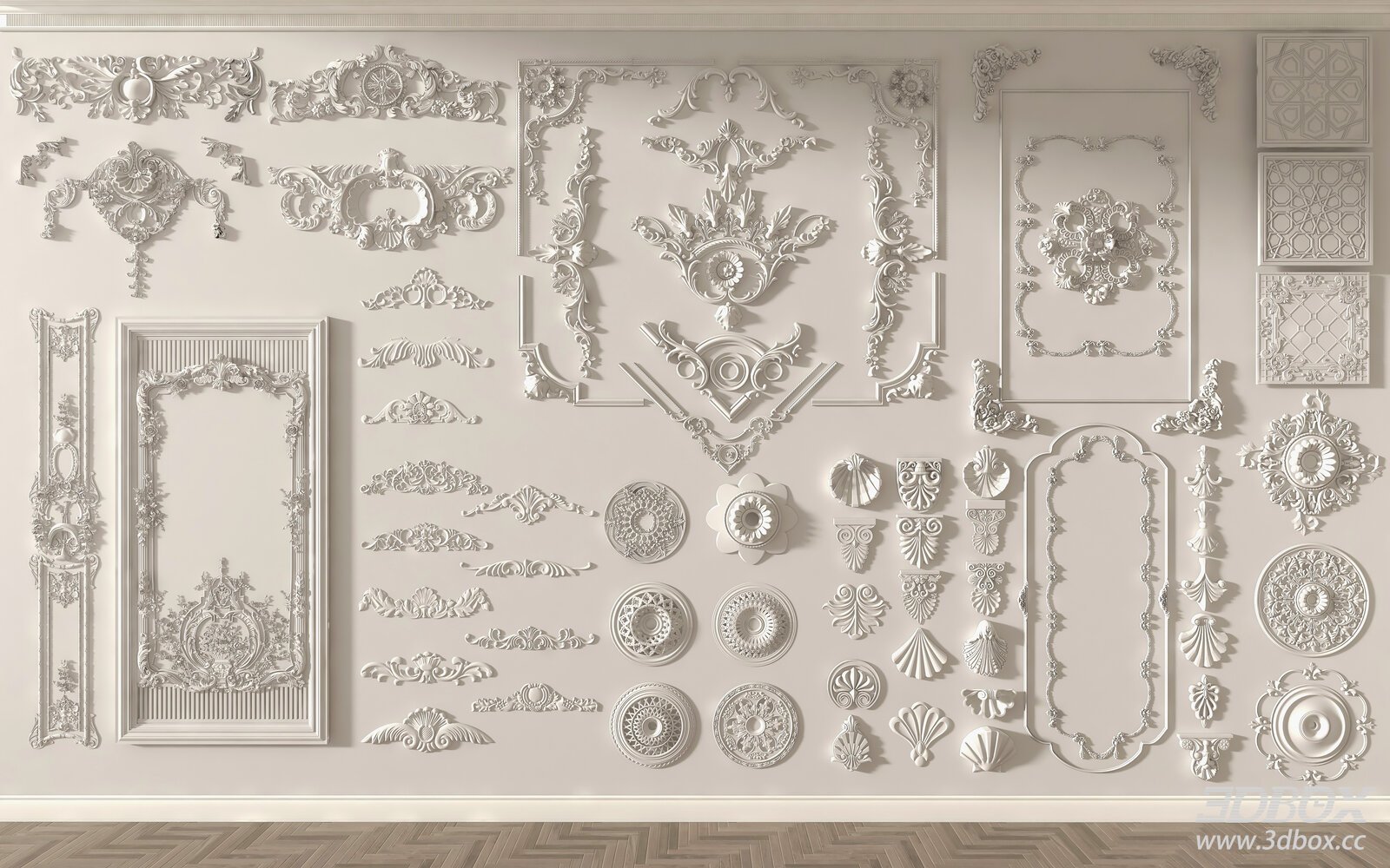 French European Style Decorative Plaster Ornament Set