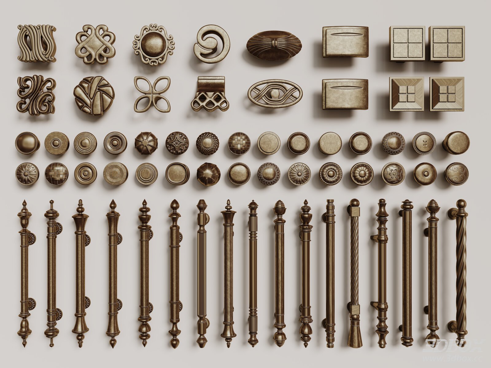 Vintage French Style Brass Door Handle Set