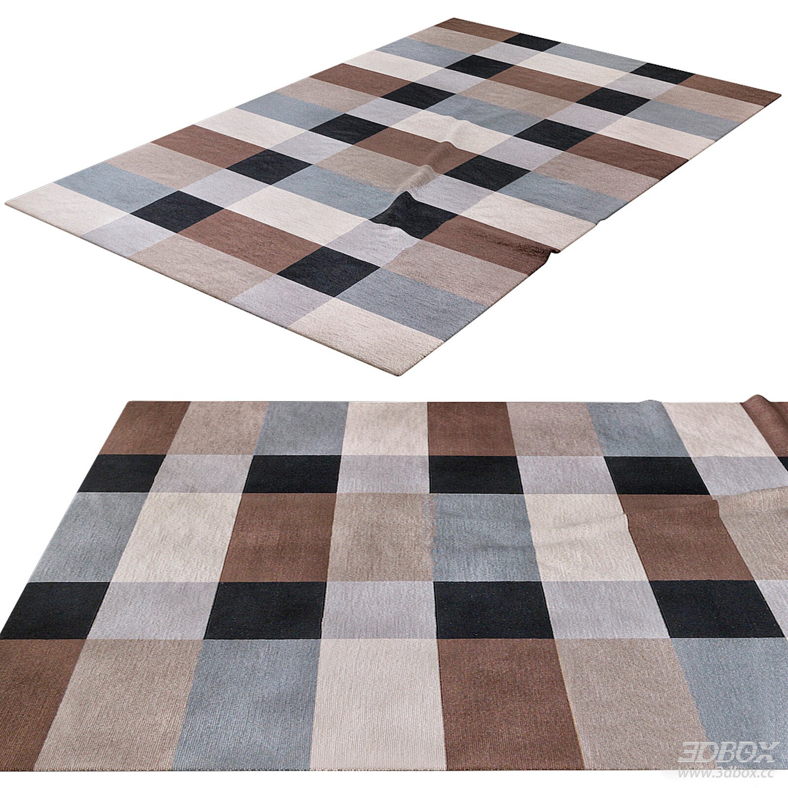 Modern Checkered Geometric Fabric Carpet Neutral Tone