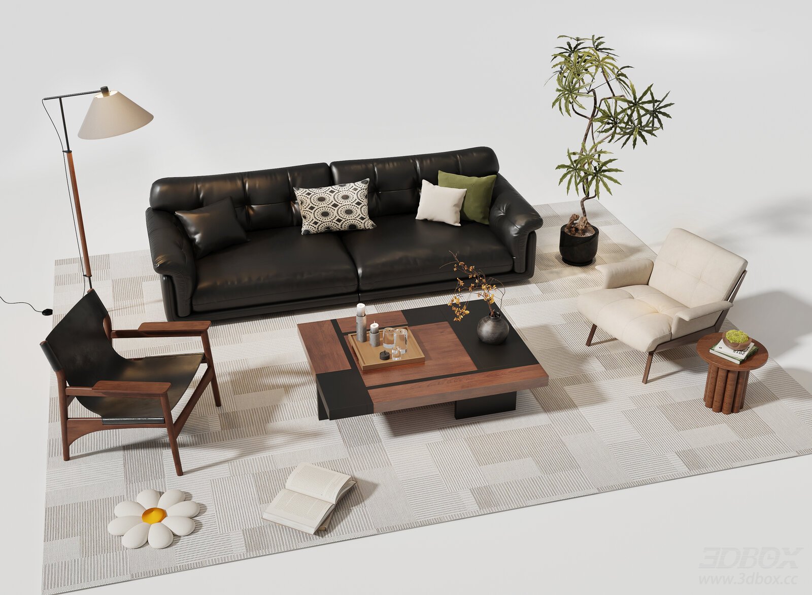 Modern Living Room Leather Sofa Coffee Table Furniture Set
