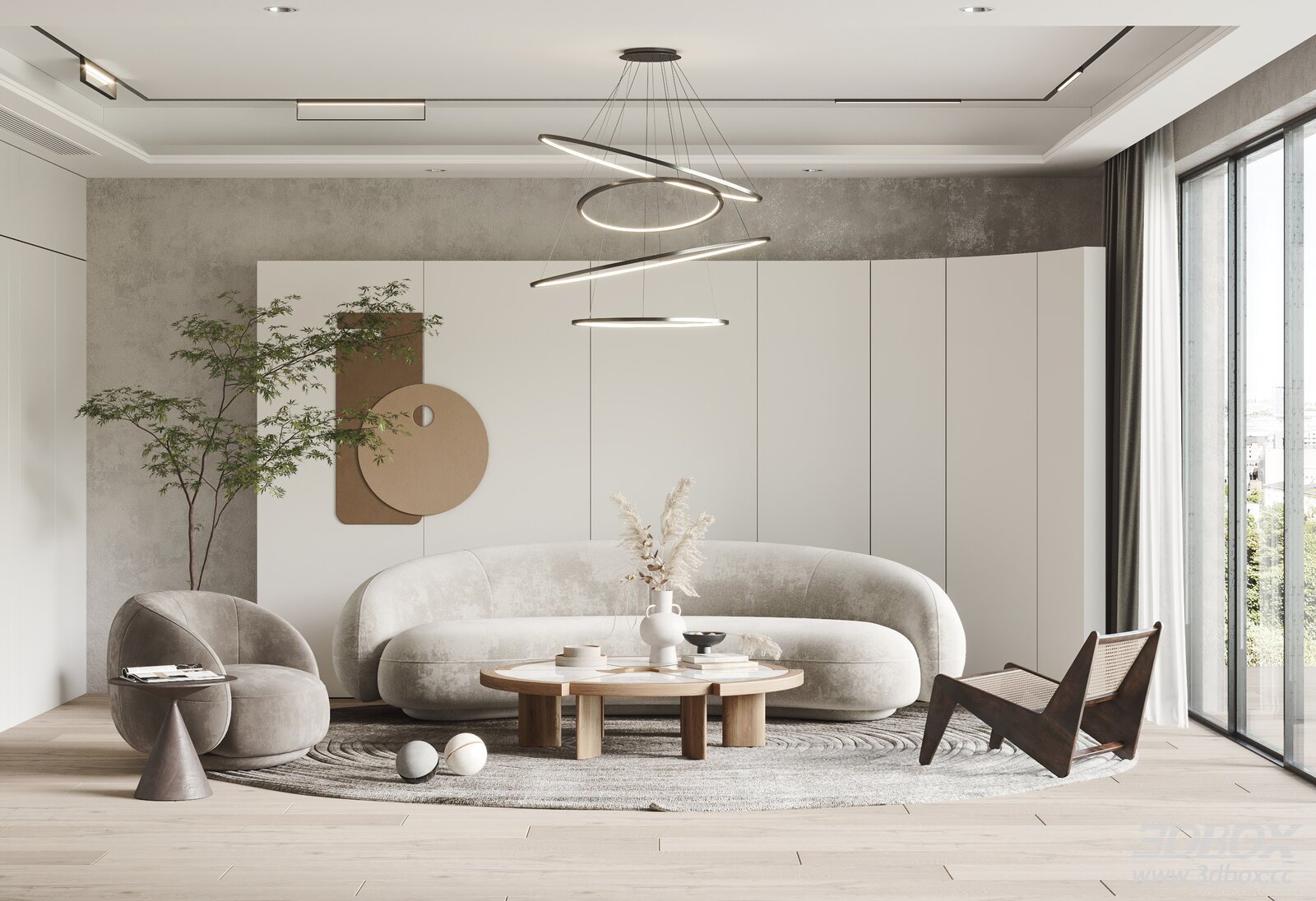 Wabi Sabi Style Living Room Sofa Coffee Table Set