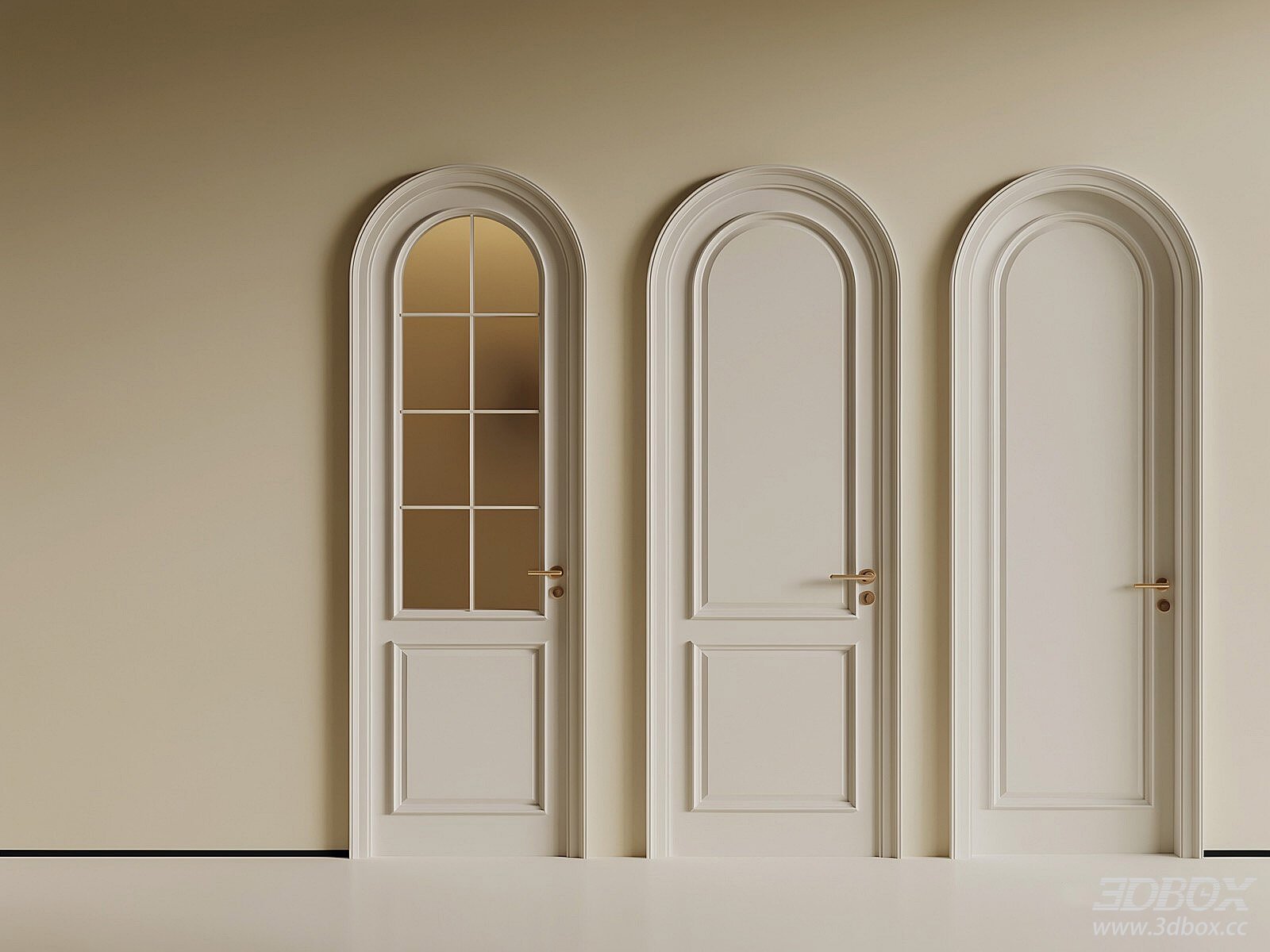 French Arched Interior Door Set Classic Cream Style