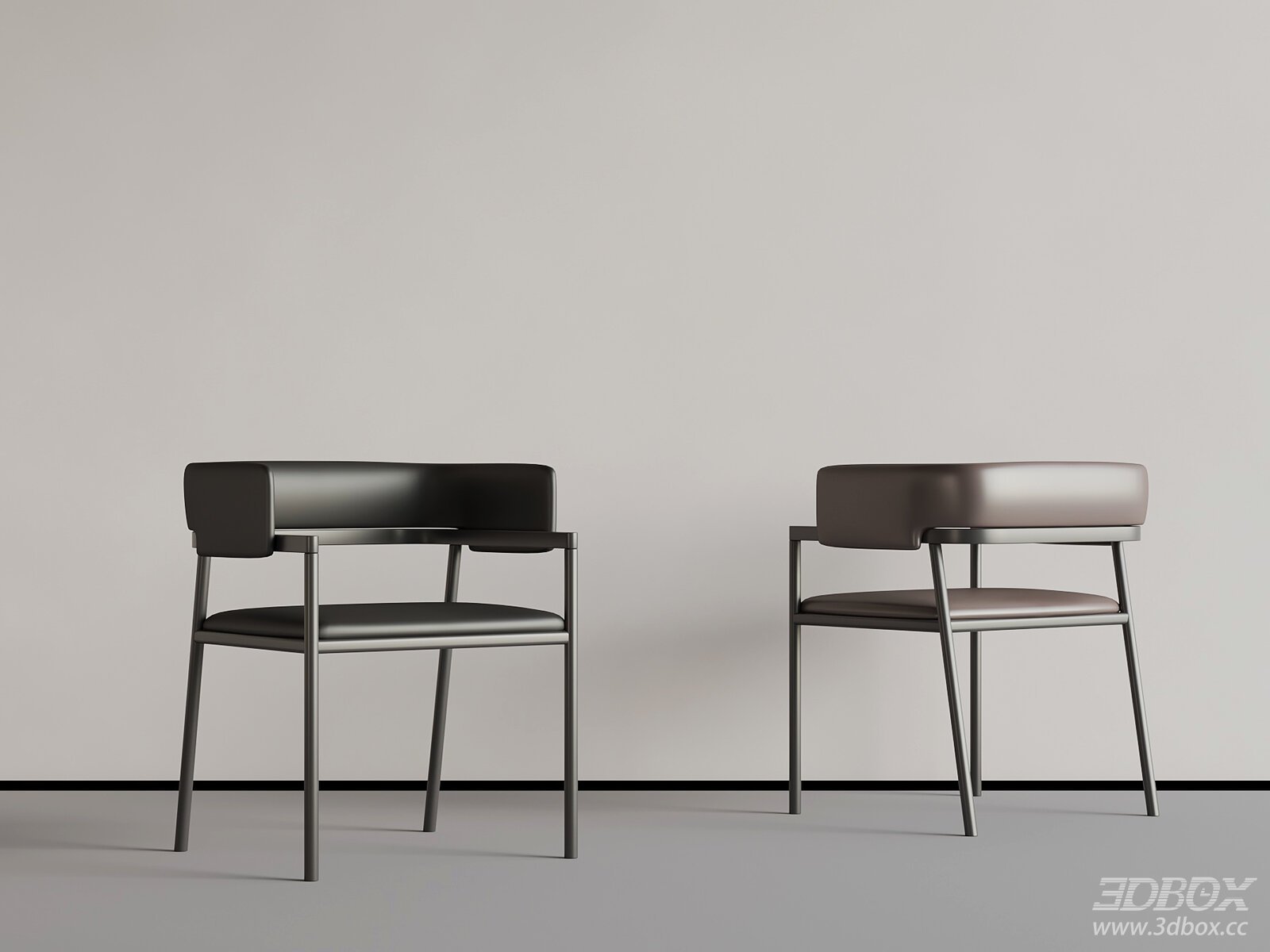 Modern Minimalist Leather Dining Chair with Metal Frame