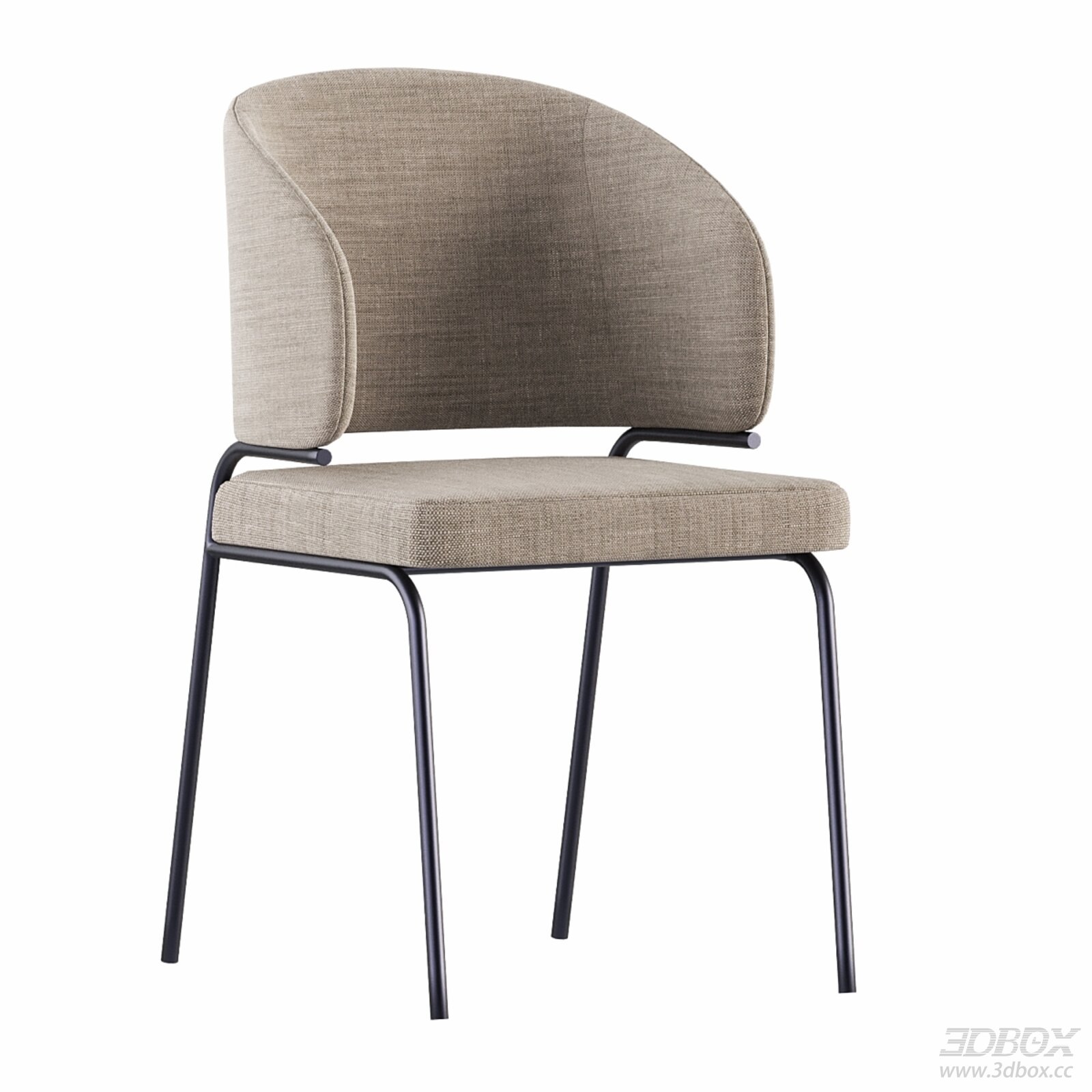 Modern Fabric Upholstered Dining Chair with Metal Legs