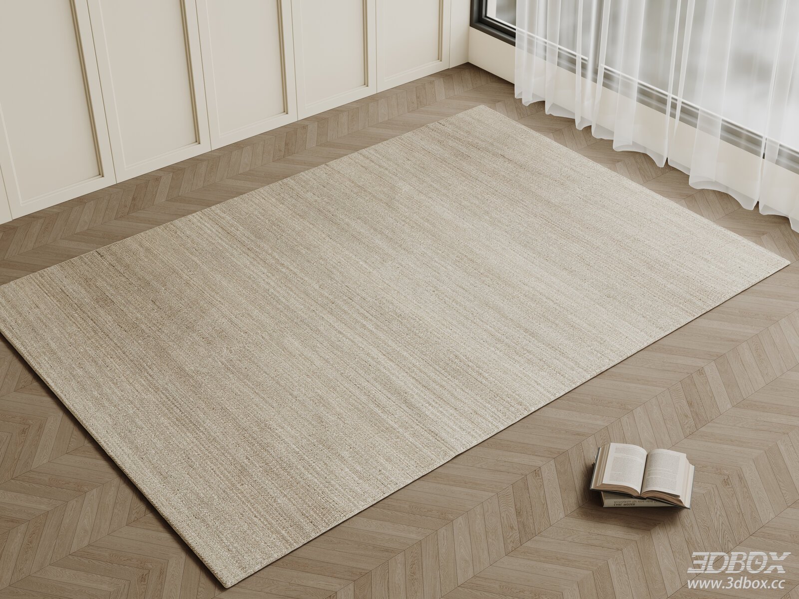 Modern Minimalist Cream Beige Woven Linen Living Room Carpet