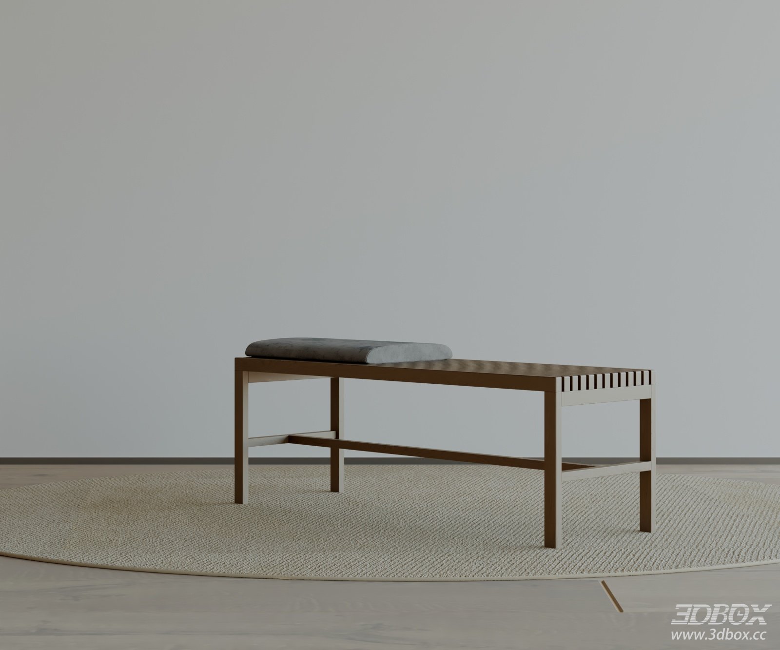 Modern Wooden Entryway Bench with Fabric Cushion