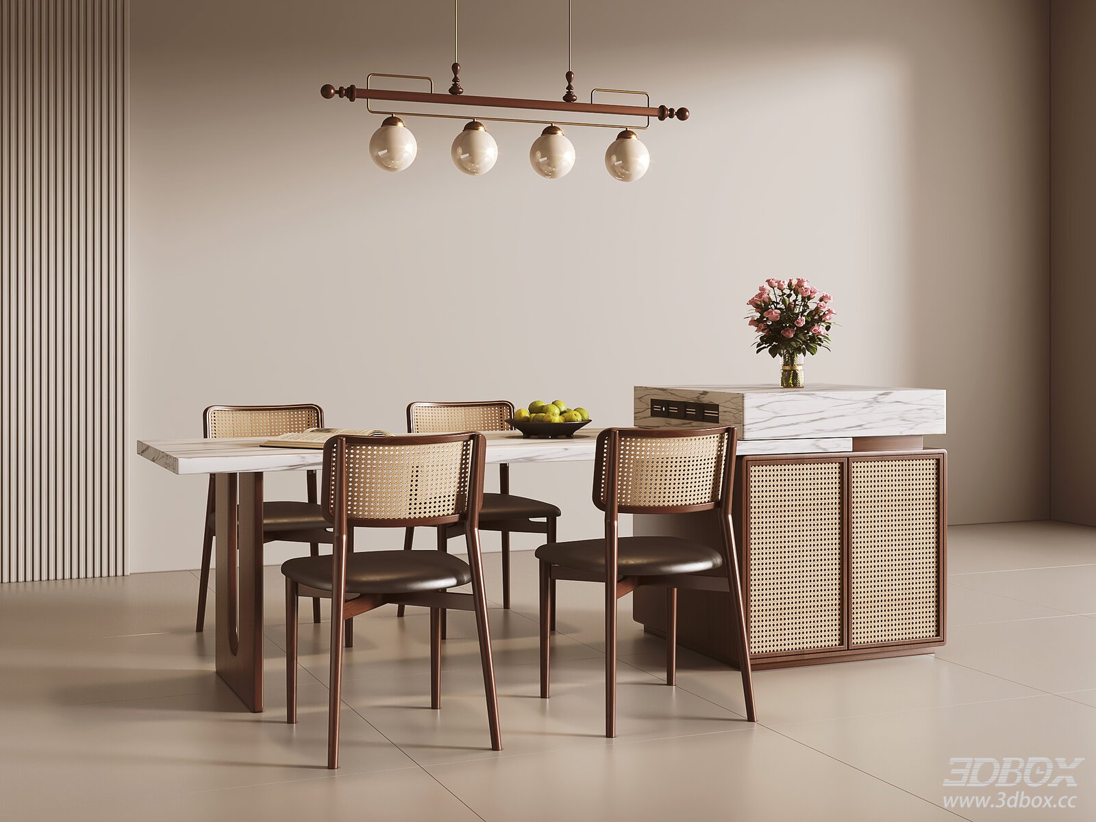 Wabi Sabi Style Dining Set with Kitchen Island