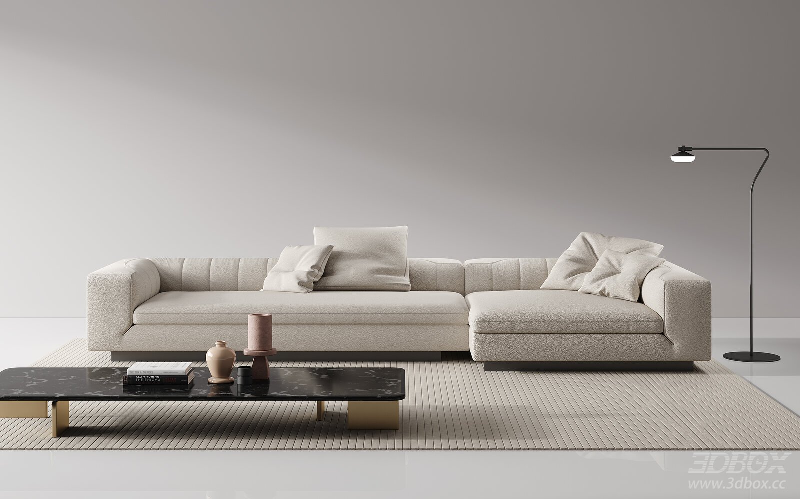 Modern L-shaped Fabric Sofa Set with Coffee Table
