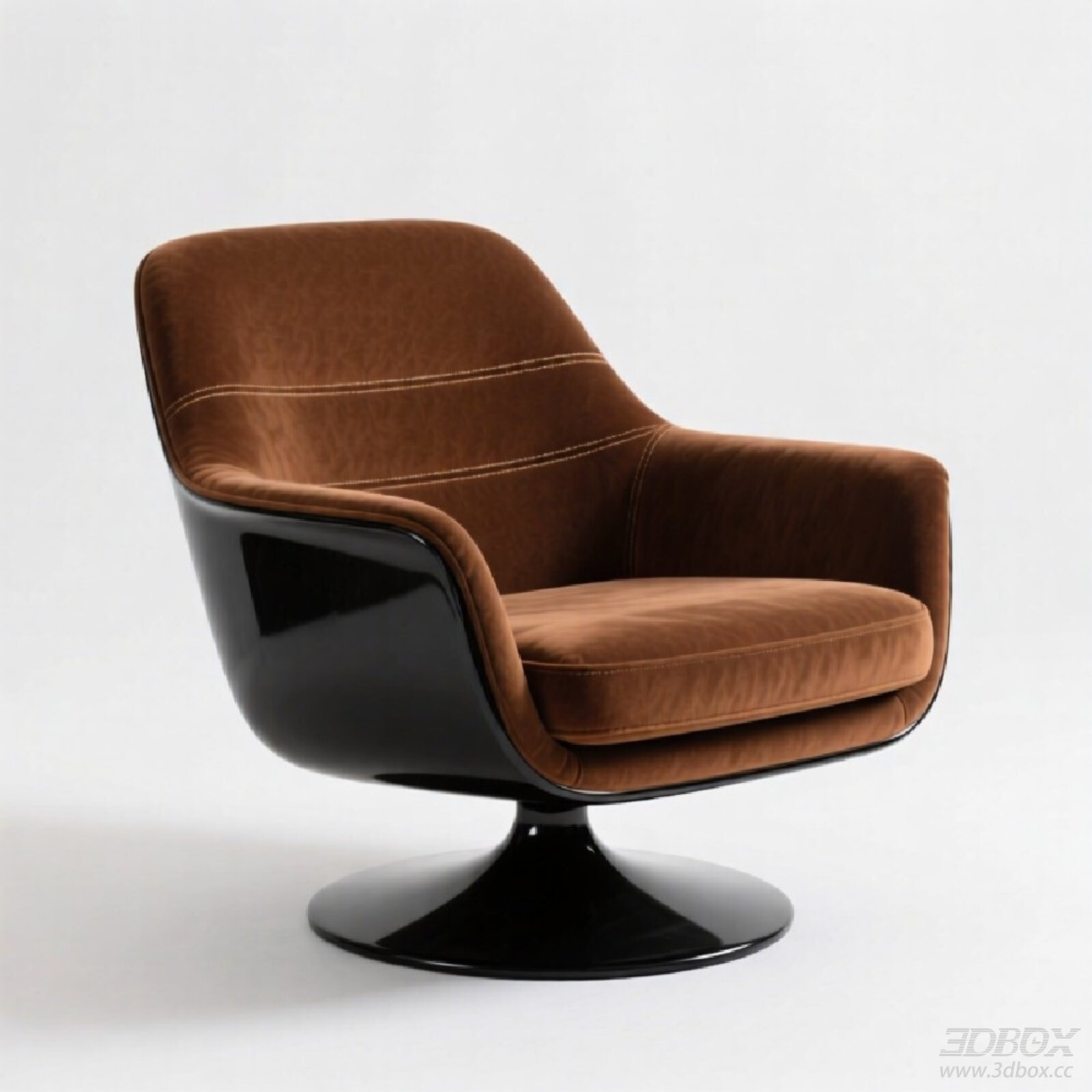 Modern Brown Velvet Swivel Armchair