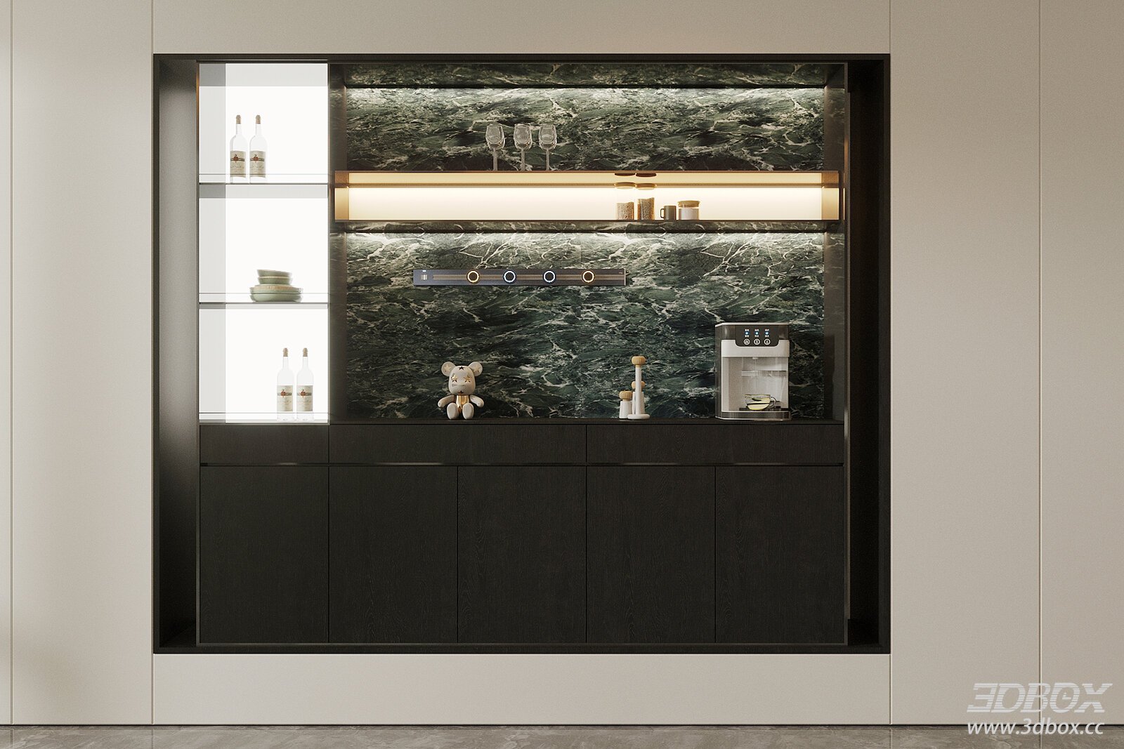 Luxury Italian Style Marble Wine Sideboard Cabinet