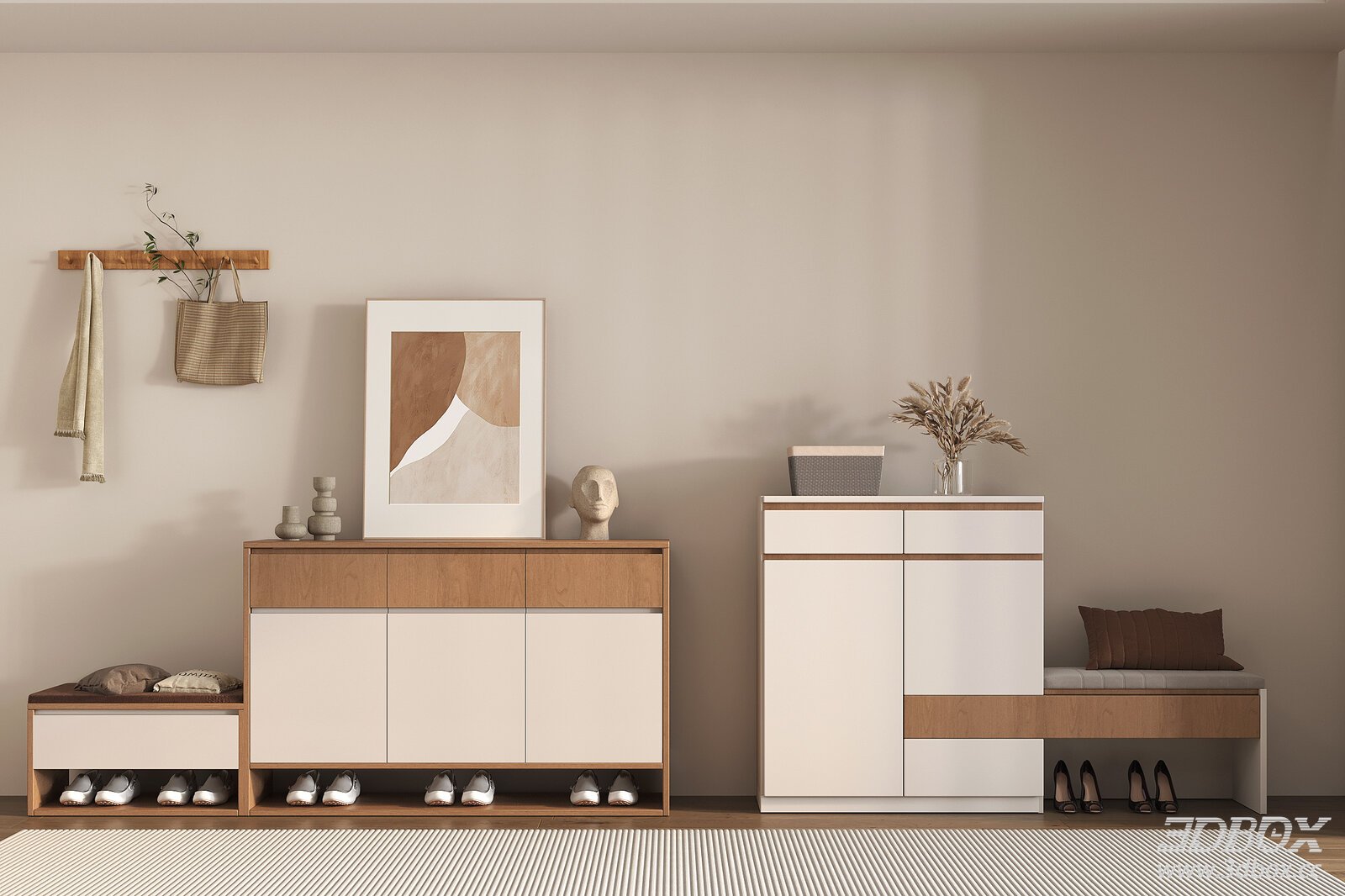 Modern Minimalist Hallway Shoe Cabinet Set