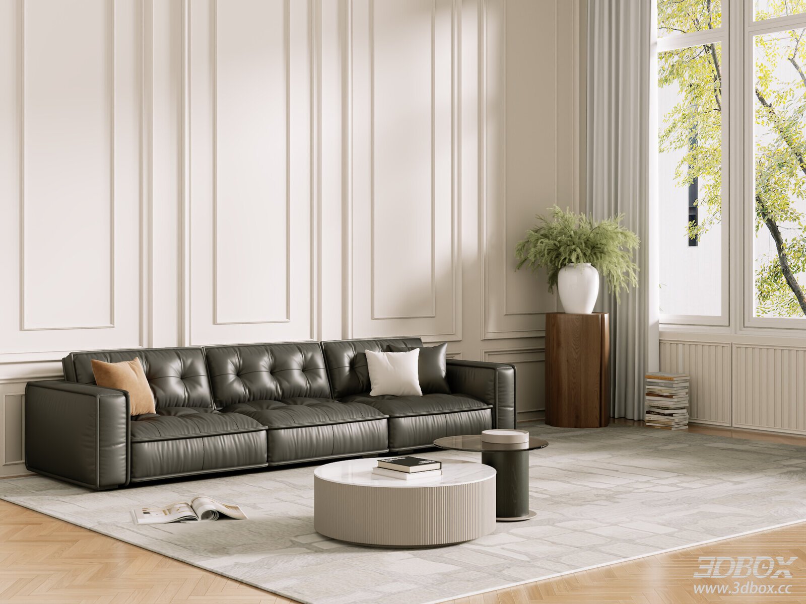 Modern Luxury Leather Sofa Living Room Scene