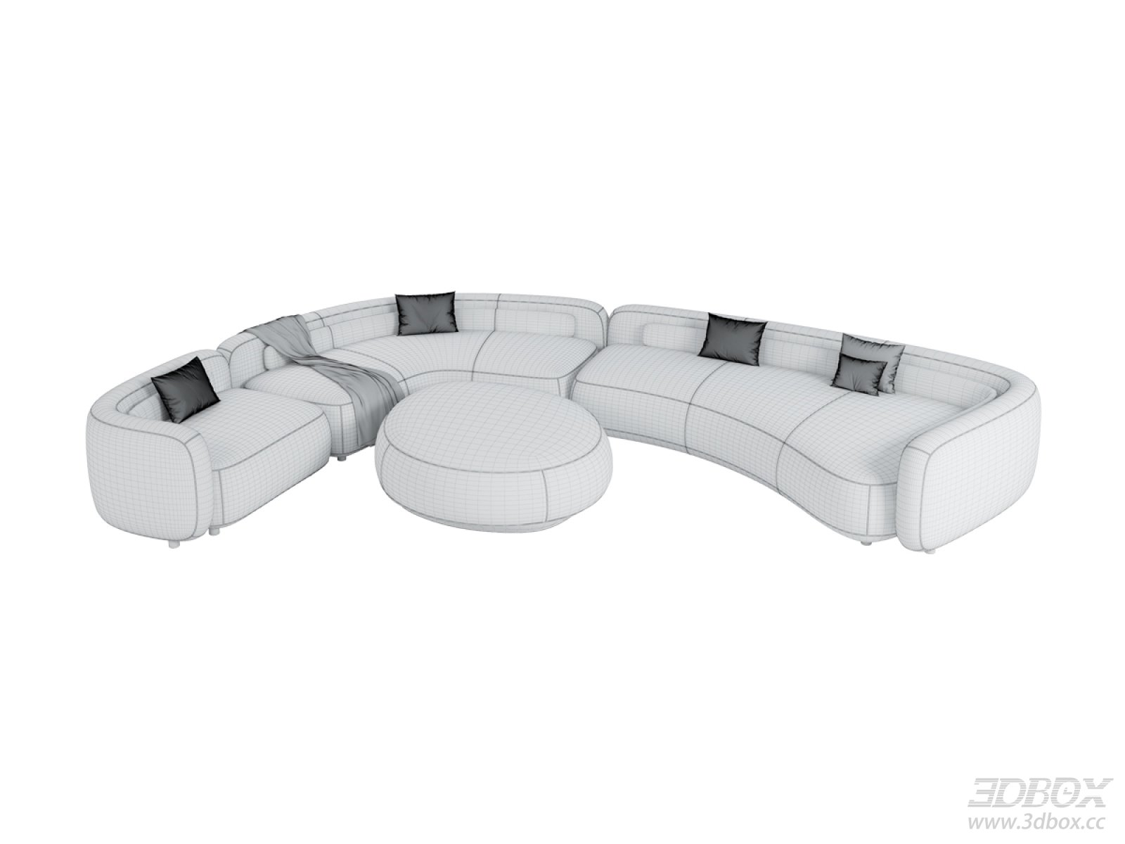 Minotti Bezier Curved Sectional Sofa Set with Ottoman