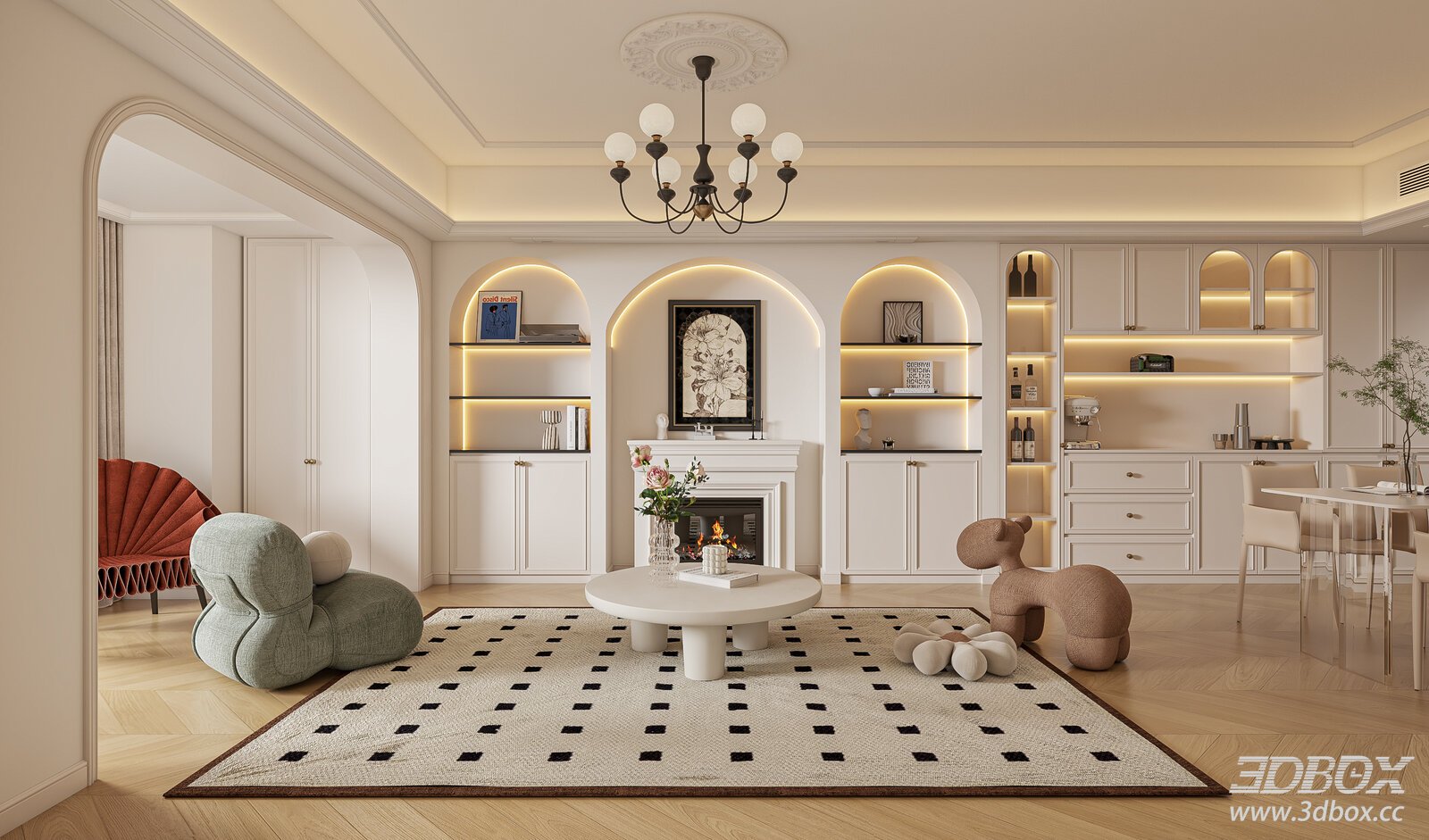 French Style Luxury Living Room Interior Scene