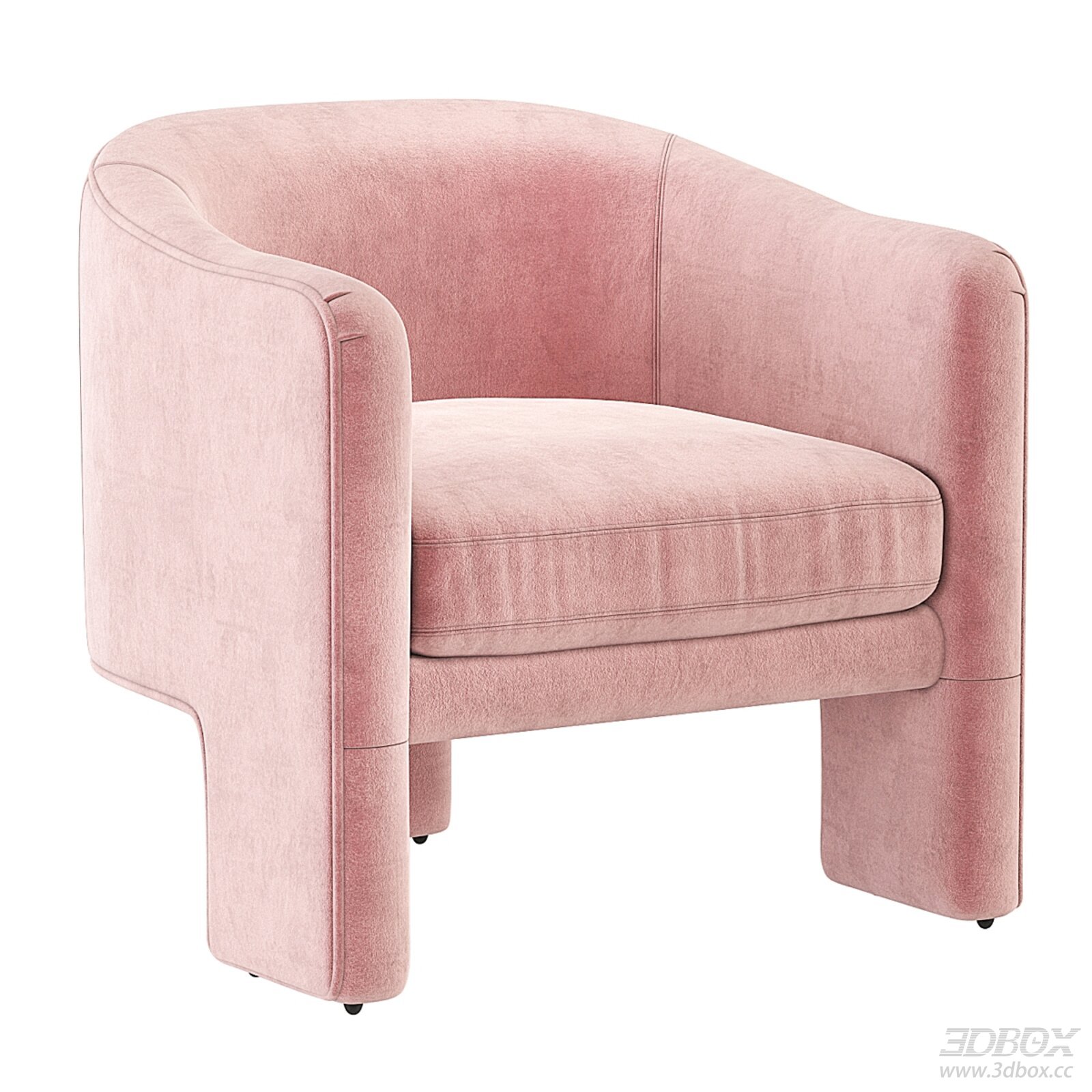 Modern Pink Velvet Upholstered Armchair