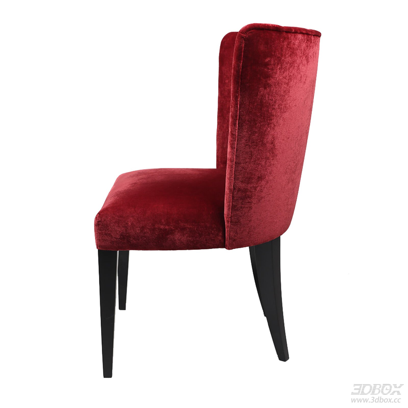 Modern Red Velvet Upholstered Dining Chair with Black Legs