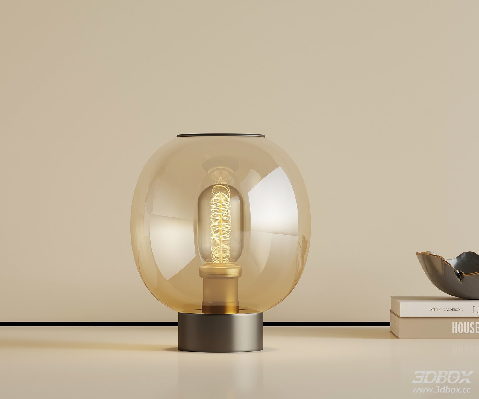 Modern Italian Style Amber Glass Table Lamp