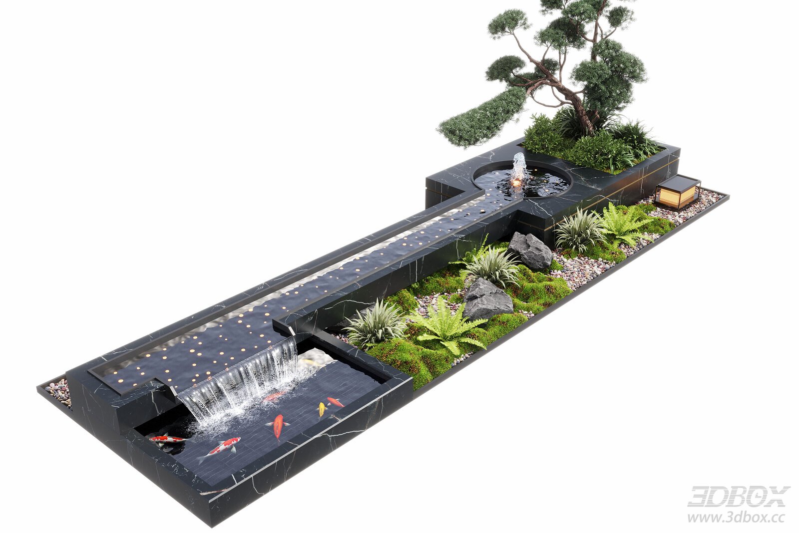 Modern Courtyard Cascading Water Feature Landscape