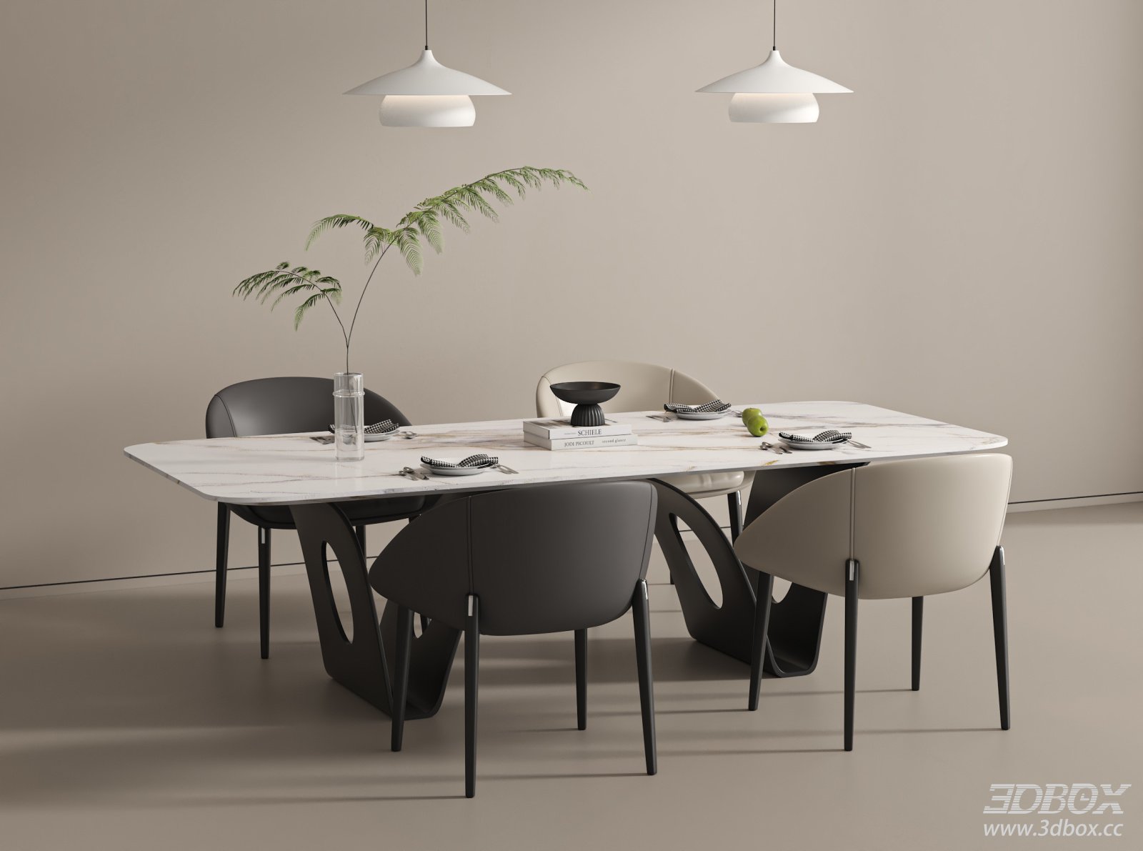 Modern Marble Dining Table and Chairs Set