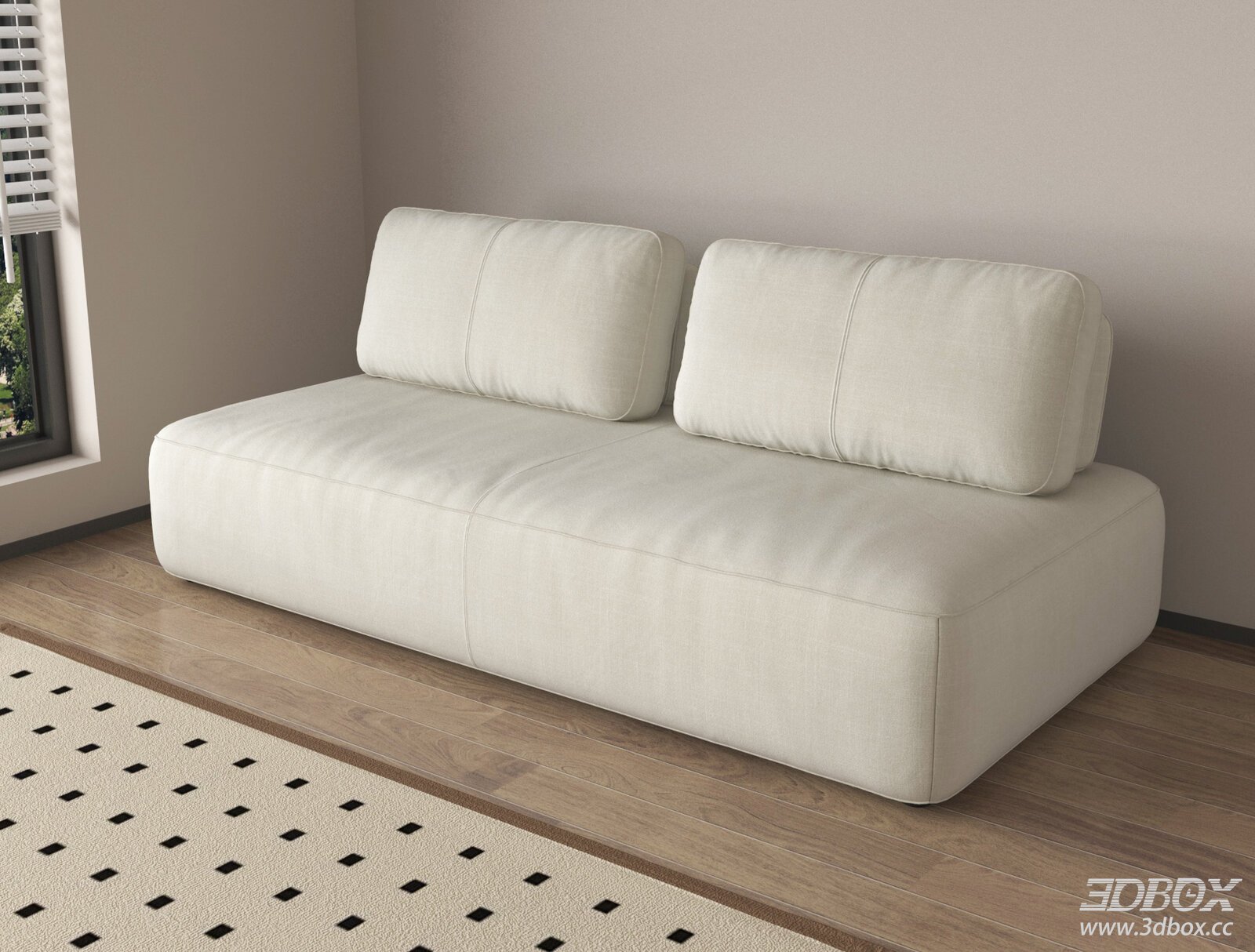 Modern Beige Fabric Double Seater Sofa