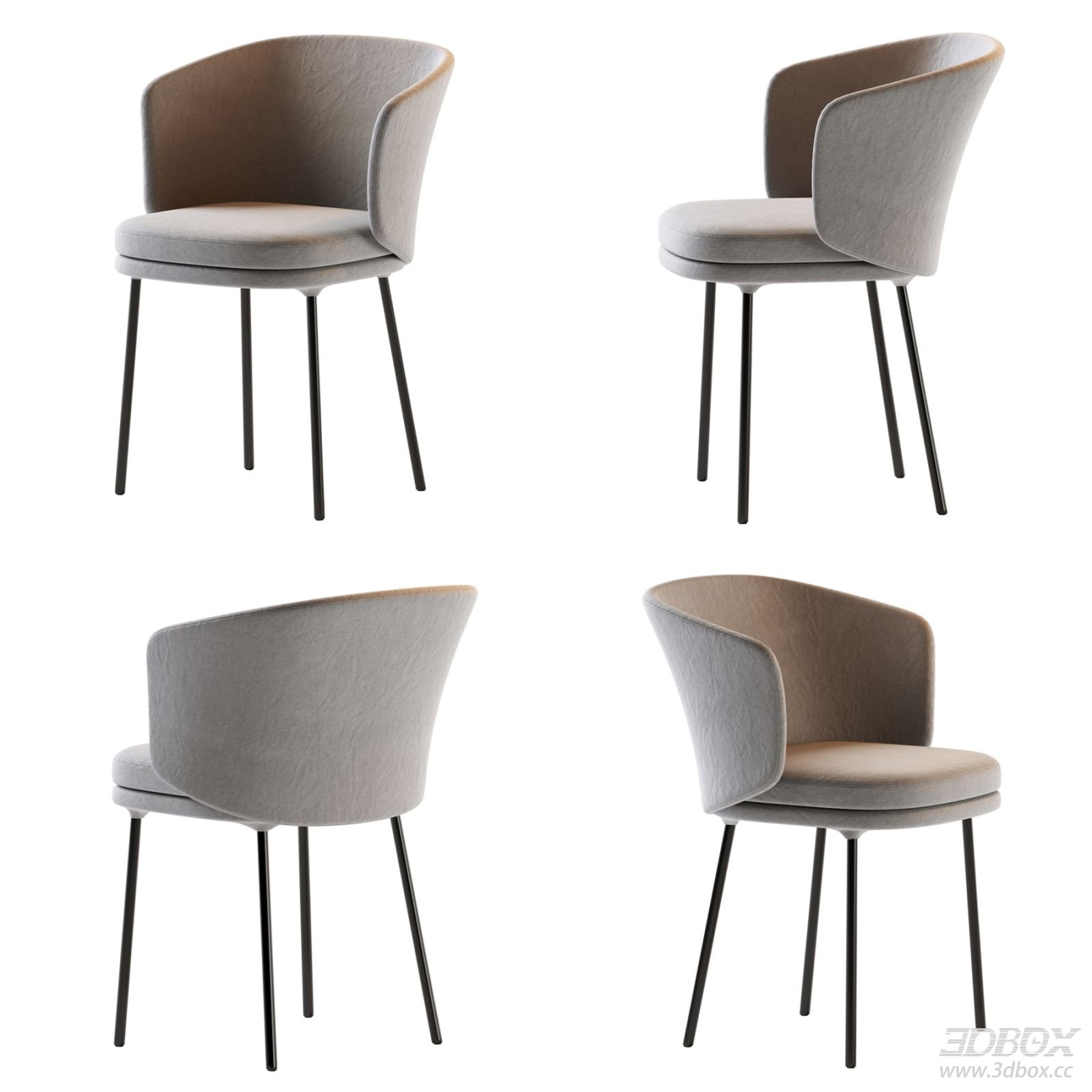 Modern Fabric Upholstered Dining Chair with Metal Legs