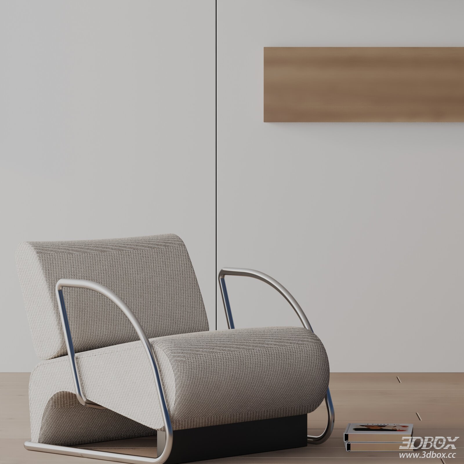 Modern Fabric Upholstered Armchair with Metal Frame
