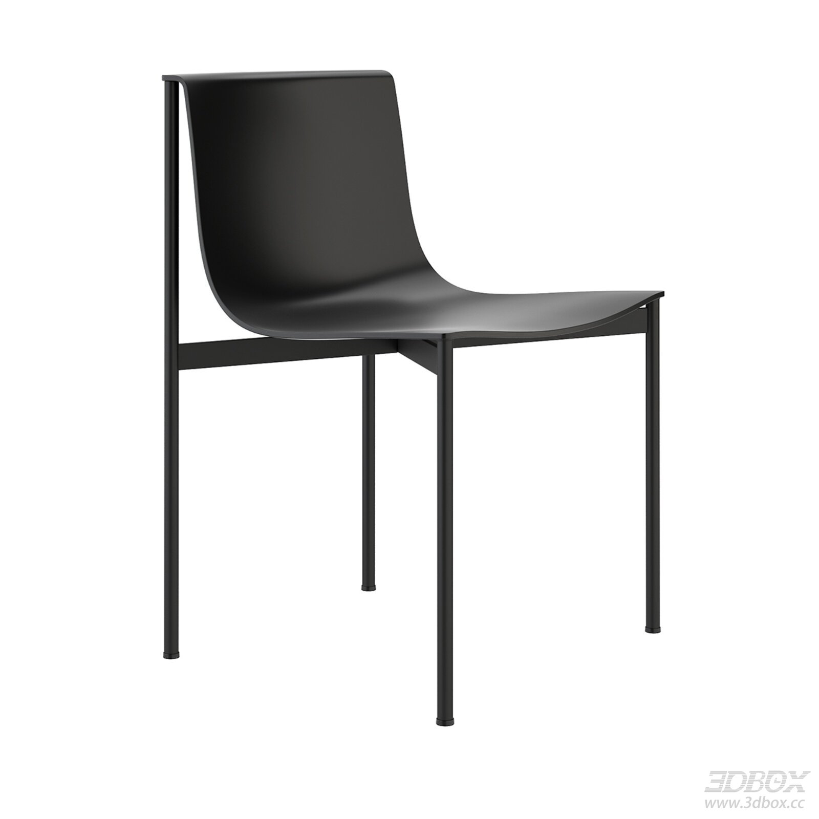 Modern Minimalist Black Metal Armless Dining Chair