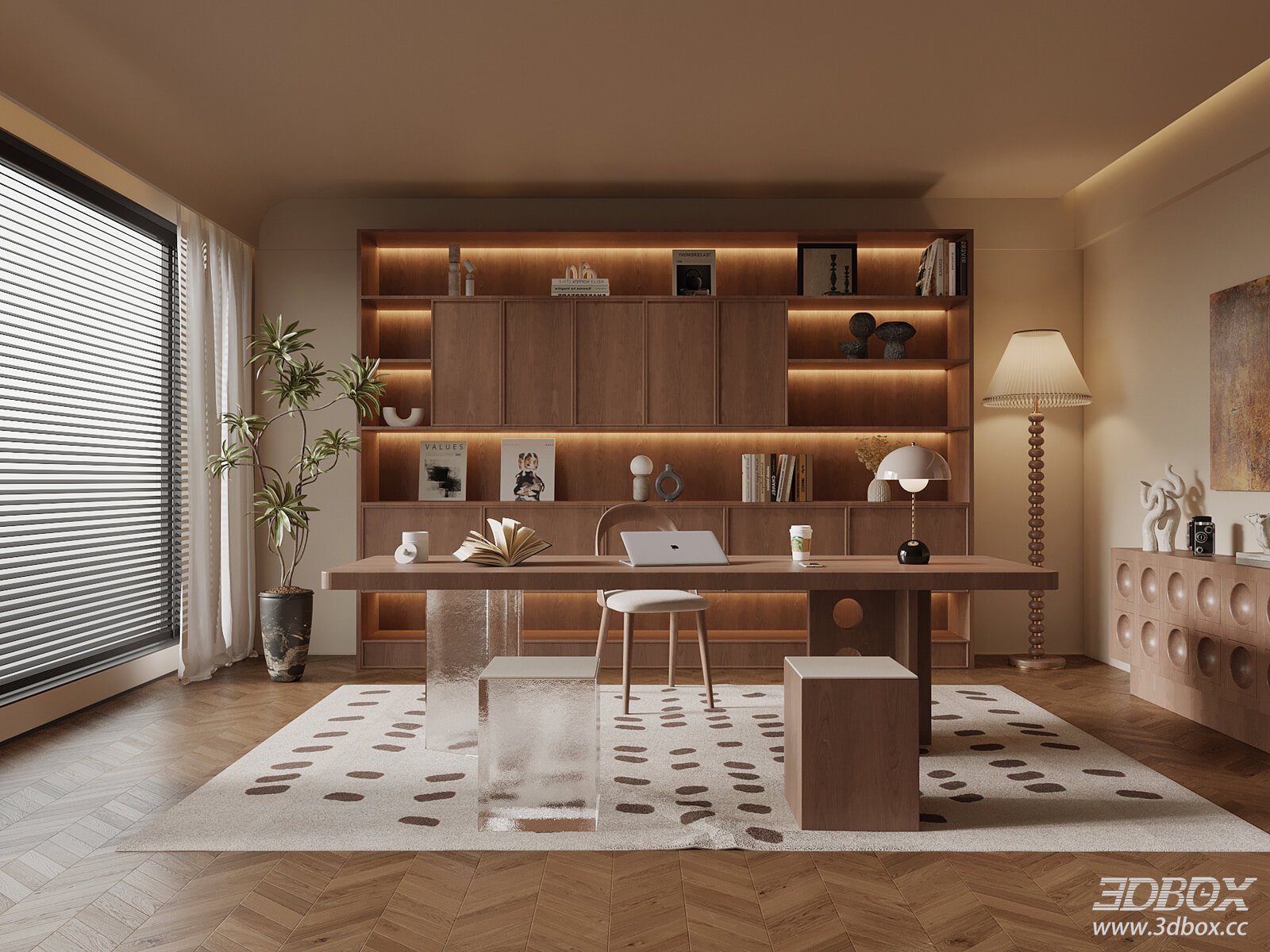 Mid Century Modern Home Office Study Room