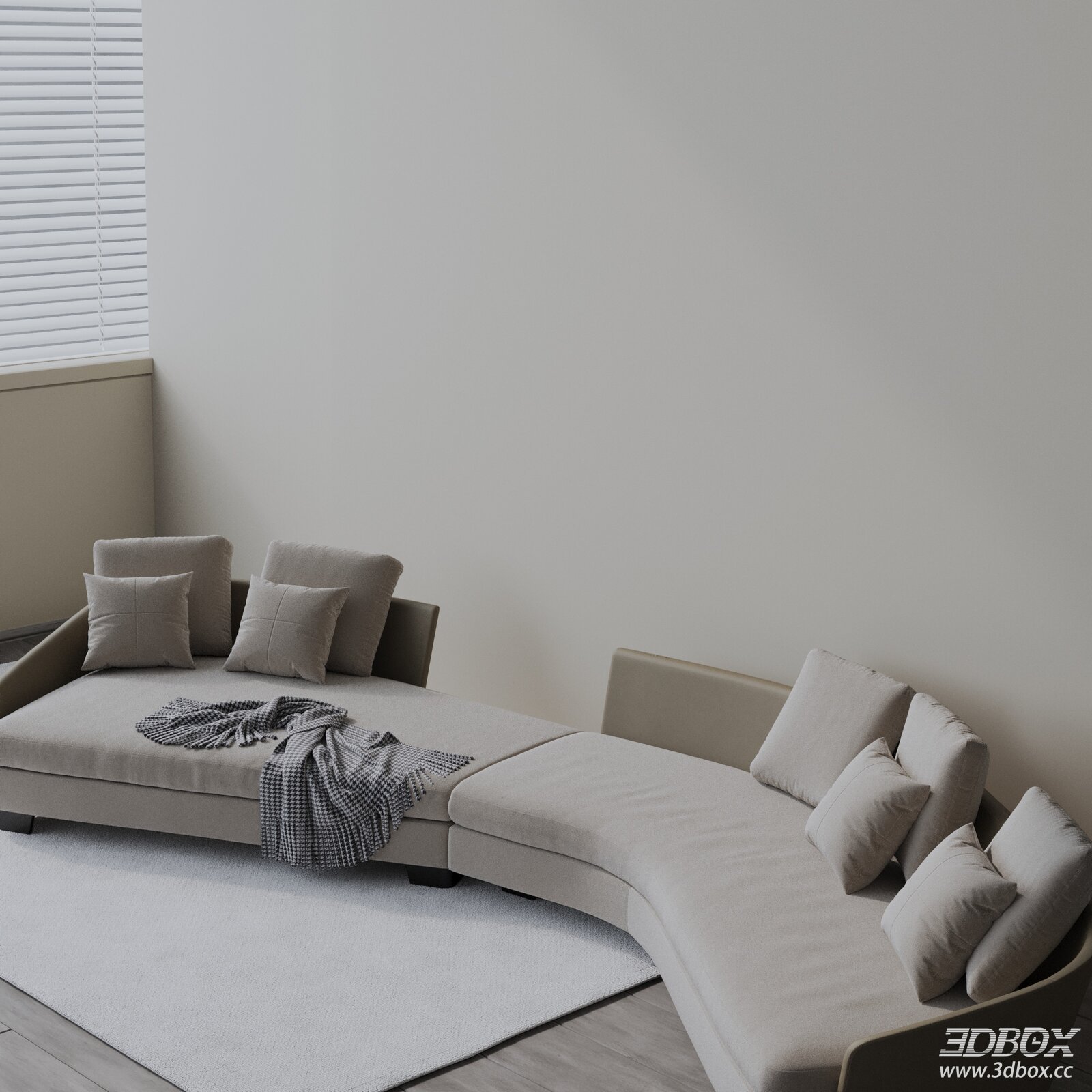 Modern Curved Sectional Fabric Sofa Set