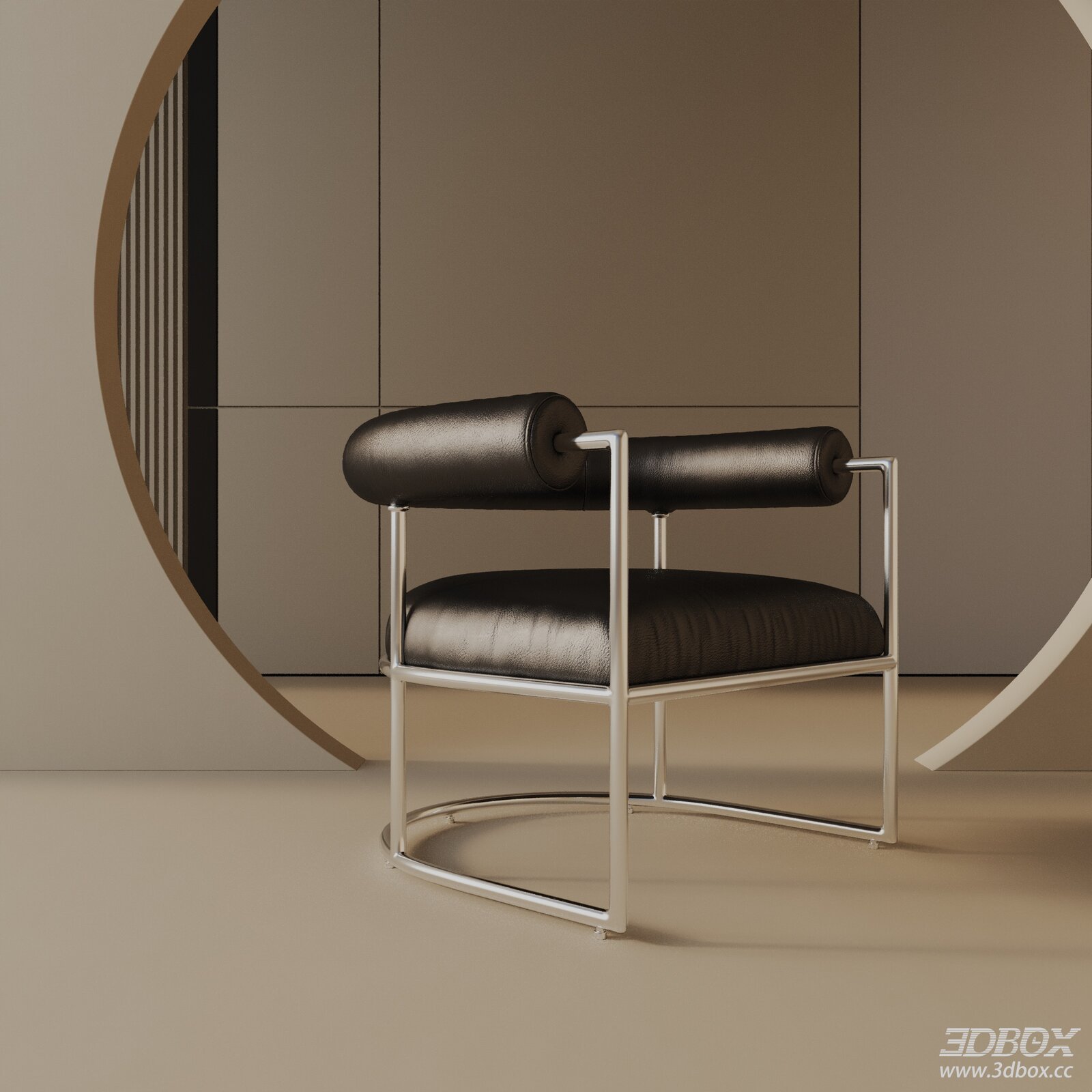 Modern Leather Armchair with Stainless Steel Frame
