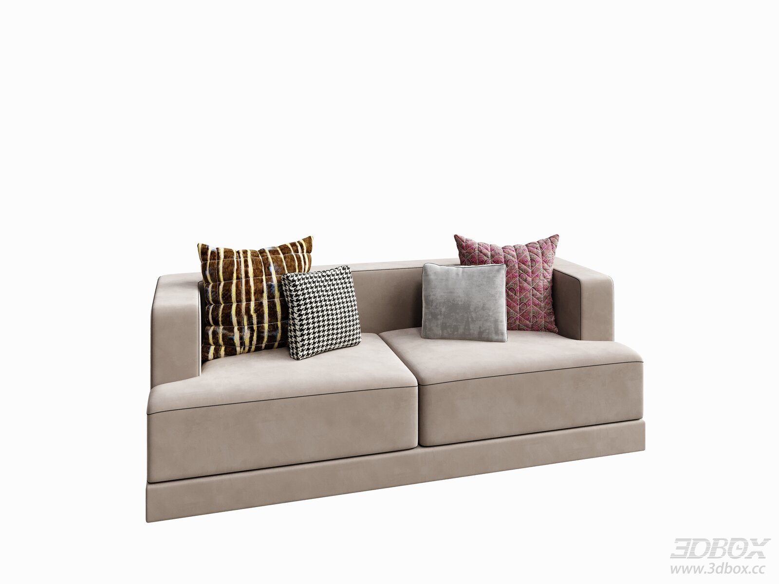 Modern Light Luxury 2-seater Velvet Leisure Sofa with Throw Pillows