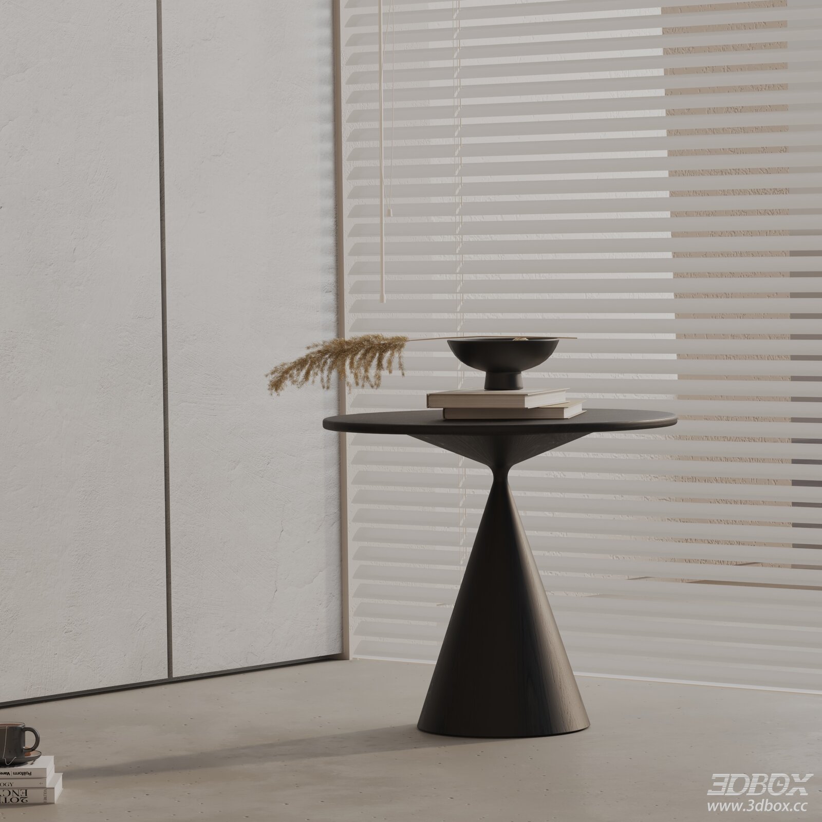 Modern Minimalist Black Wooden Round Side Table