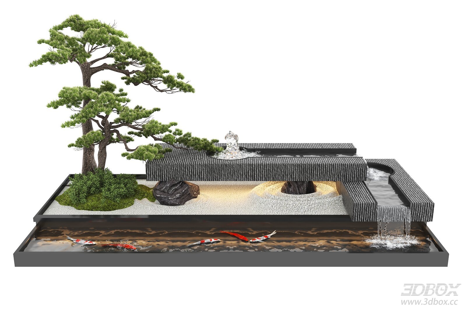 Modern Zen Courtyard Water Feature Landscape