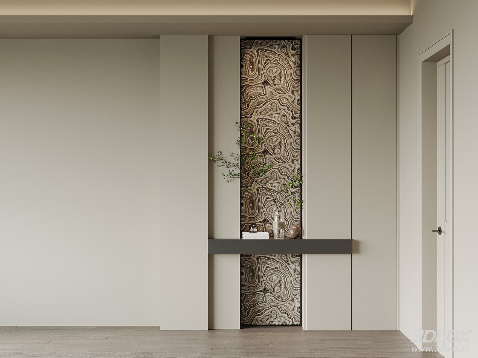 Modern Italian Style Hallway Console with Marble Wall Panel