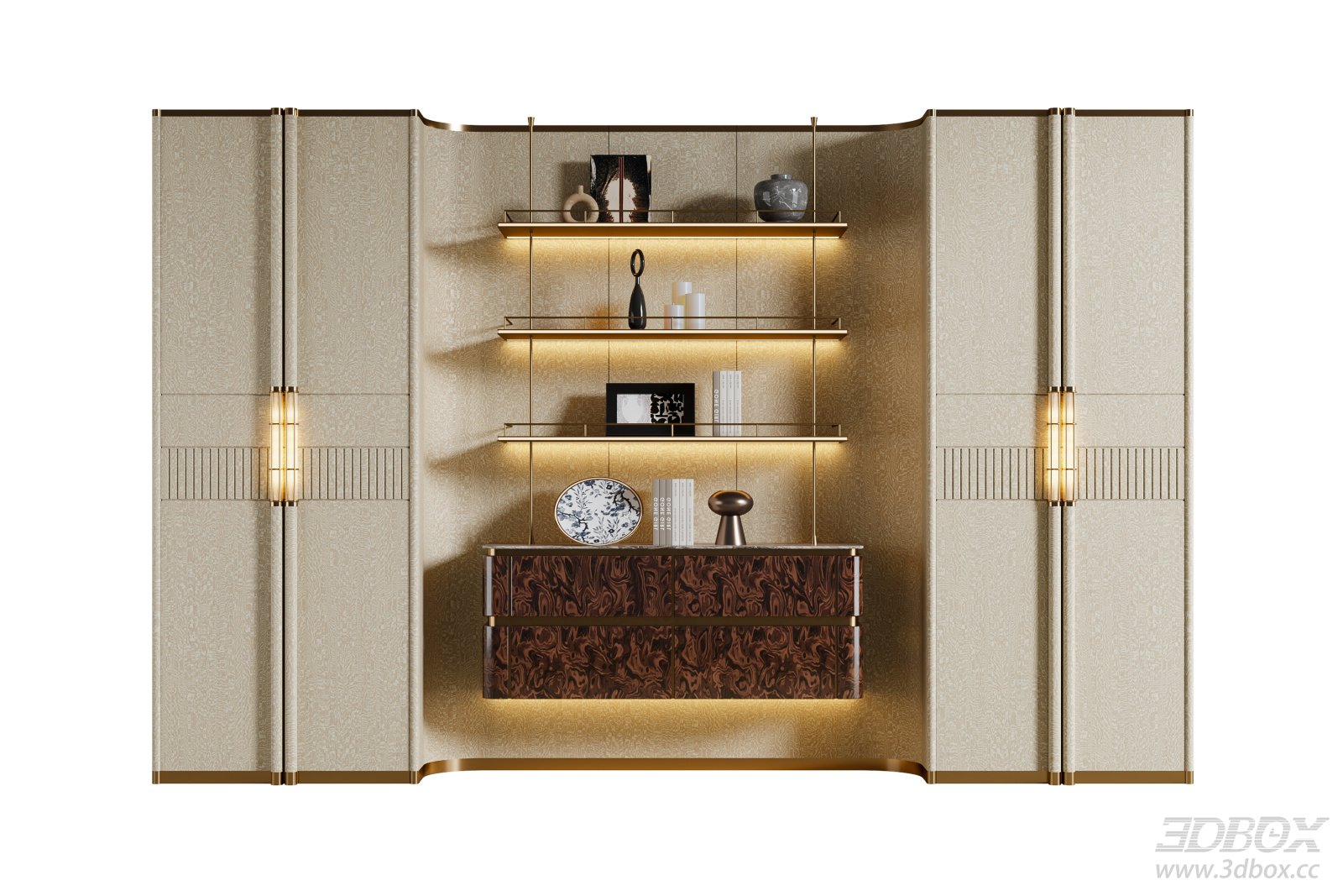 Italian Luxury Display Cabinet Bookshelf with Built-in Lighting