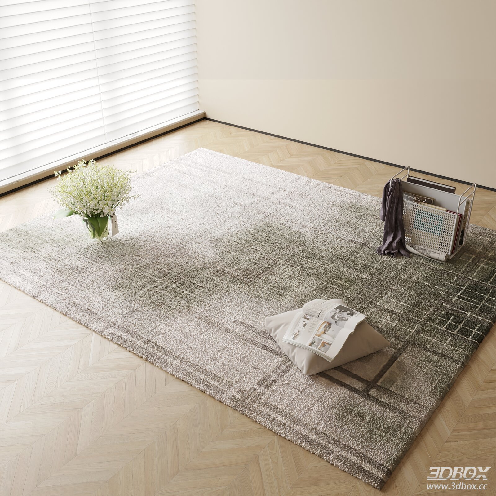 Modern Gradient Grid Plush Carpet