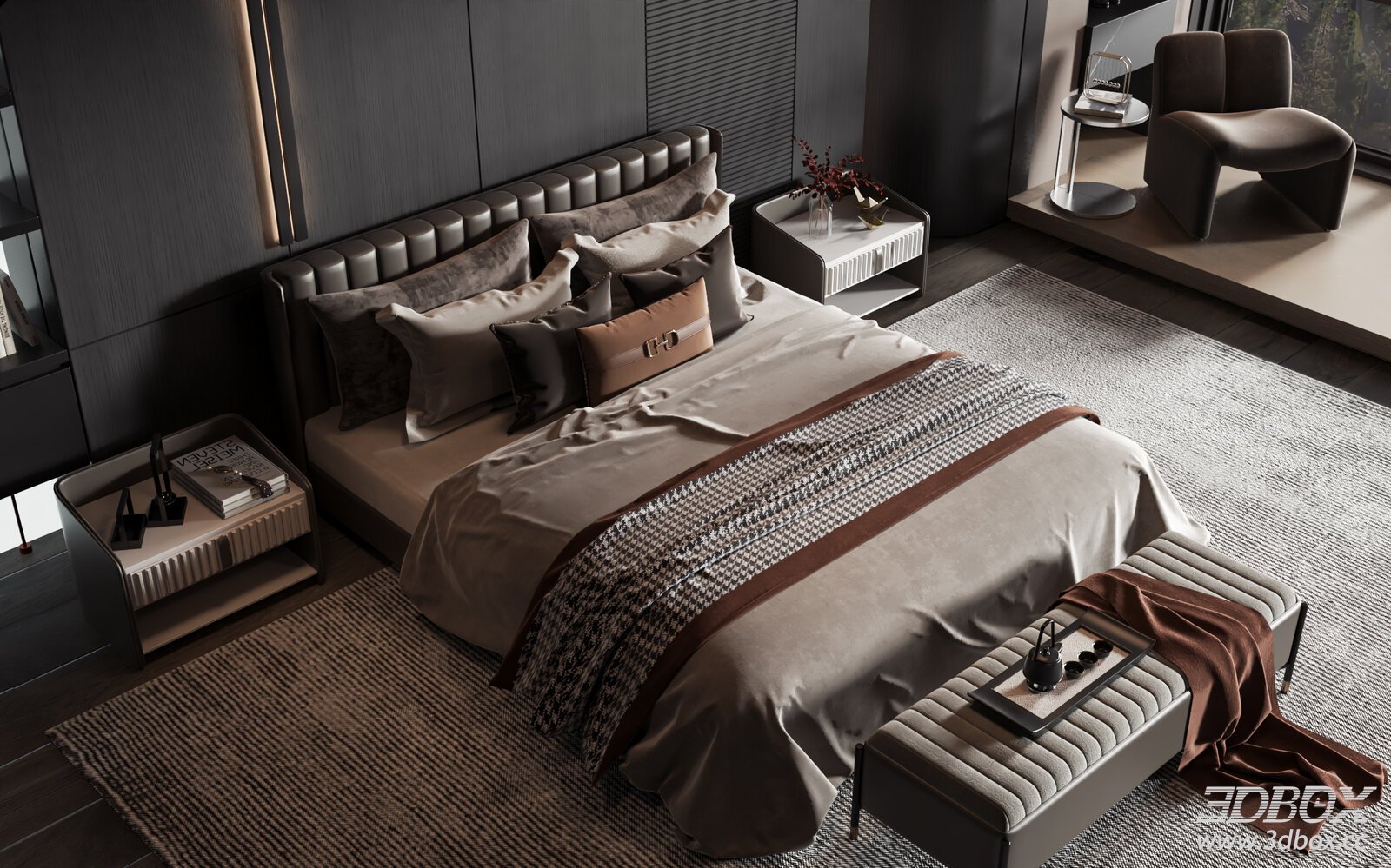 New Chinese Style Luxury Double Bedroom Set
