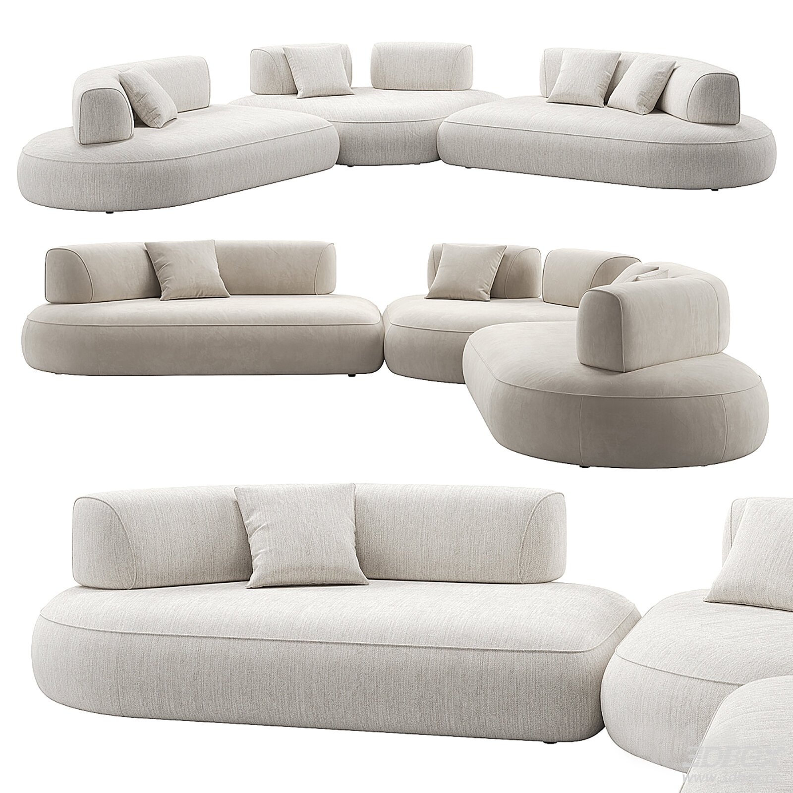 Modern Curved Modular Fabric Sofa Set