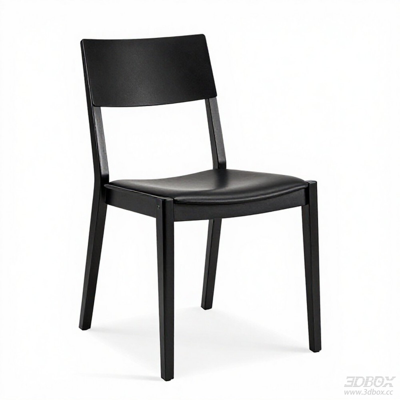 Modern Black Wooden Dining Chair with Leather Upholstery