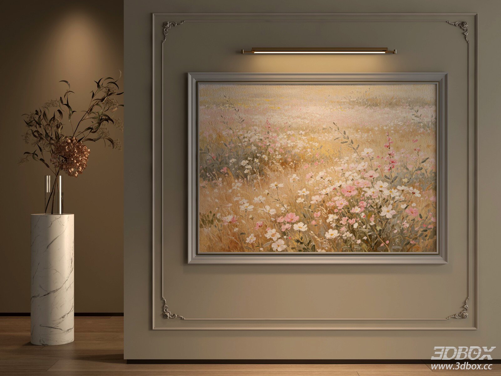 French Style Floral Field Oil Painting Decorative Frame