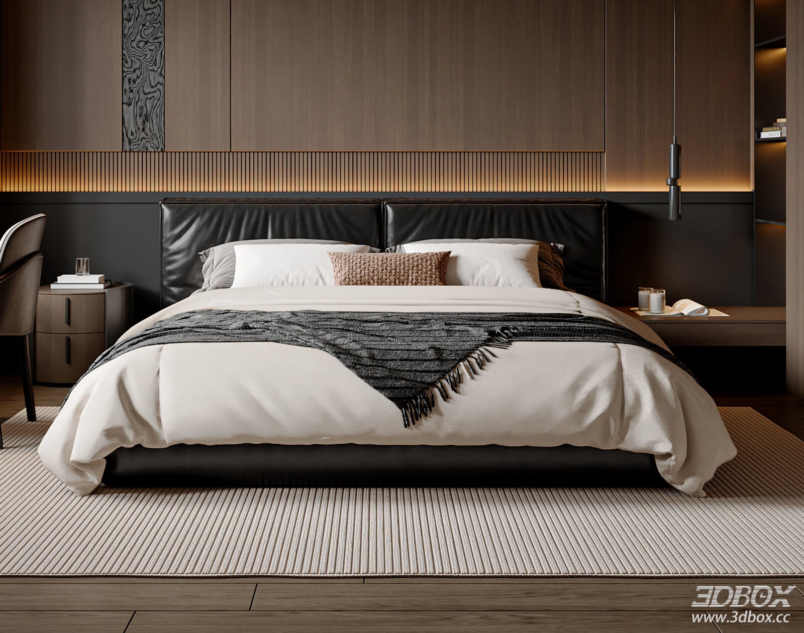 Modern Luxury Leather Double Bedroom Set