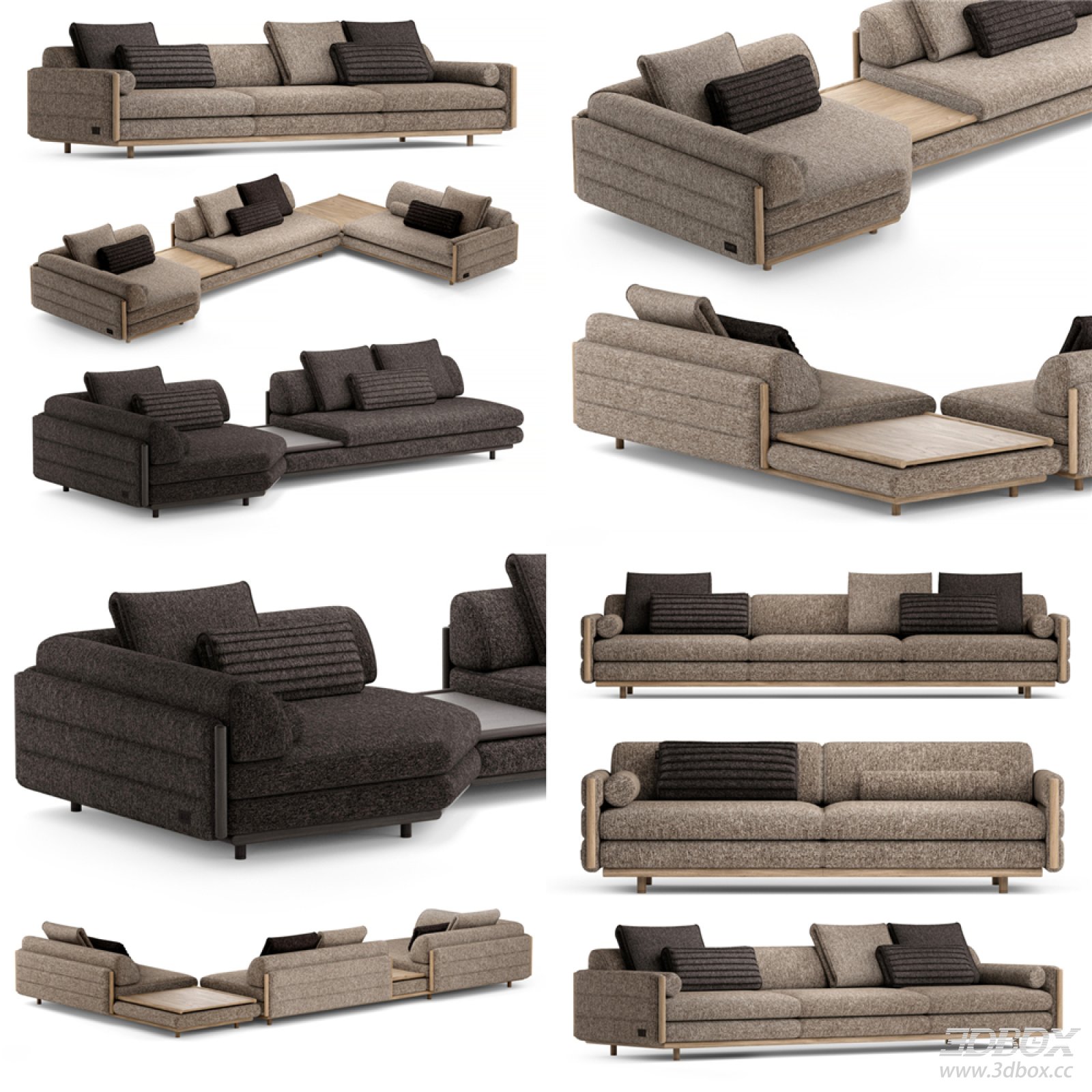 Modern Modular Fabric Sofa Set with Wooden Frame