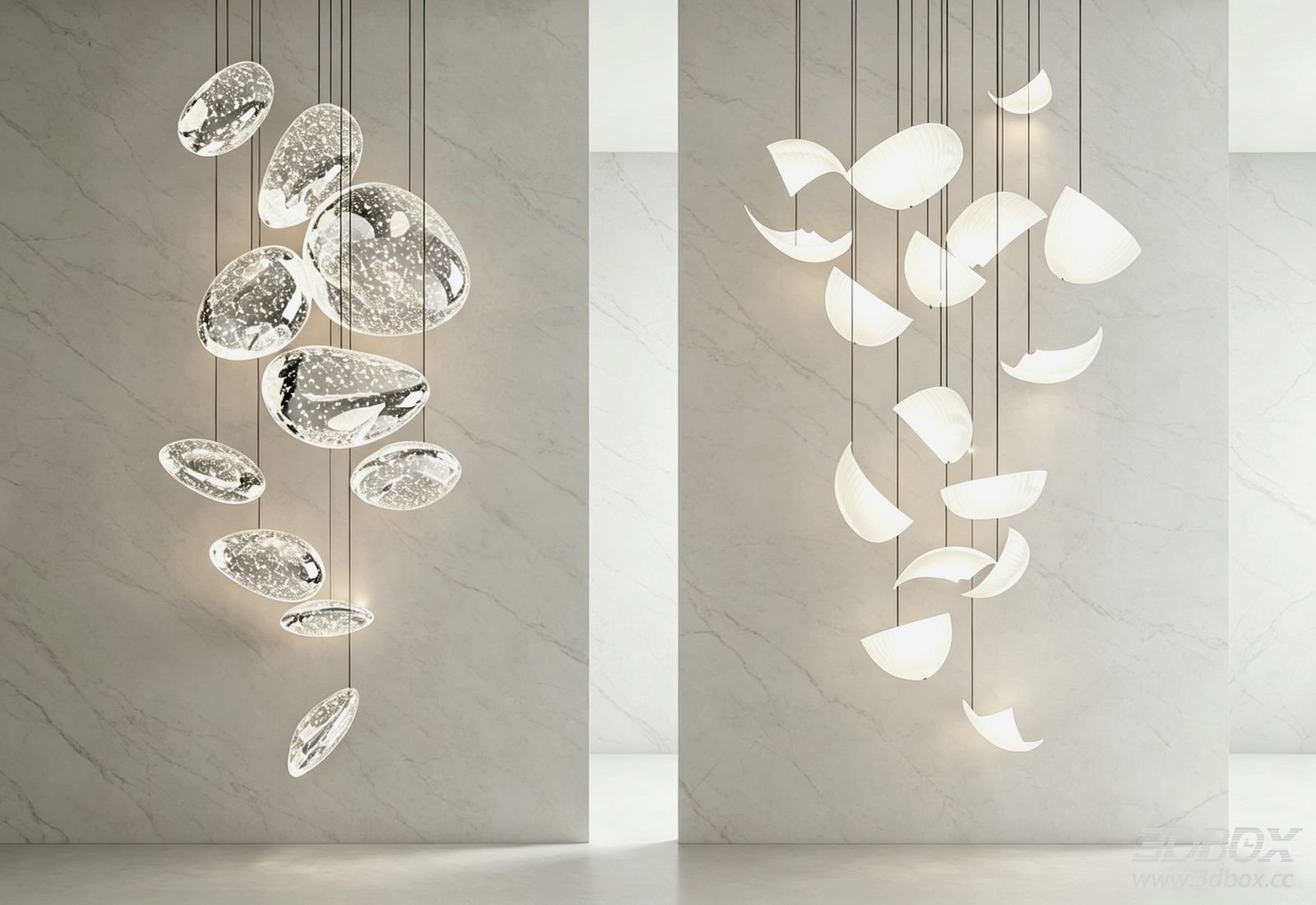 Modern Art Glass Chandelier Set